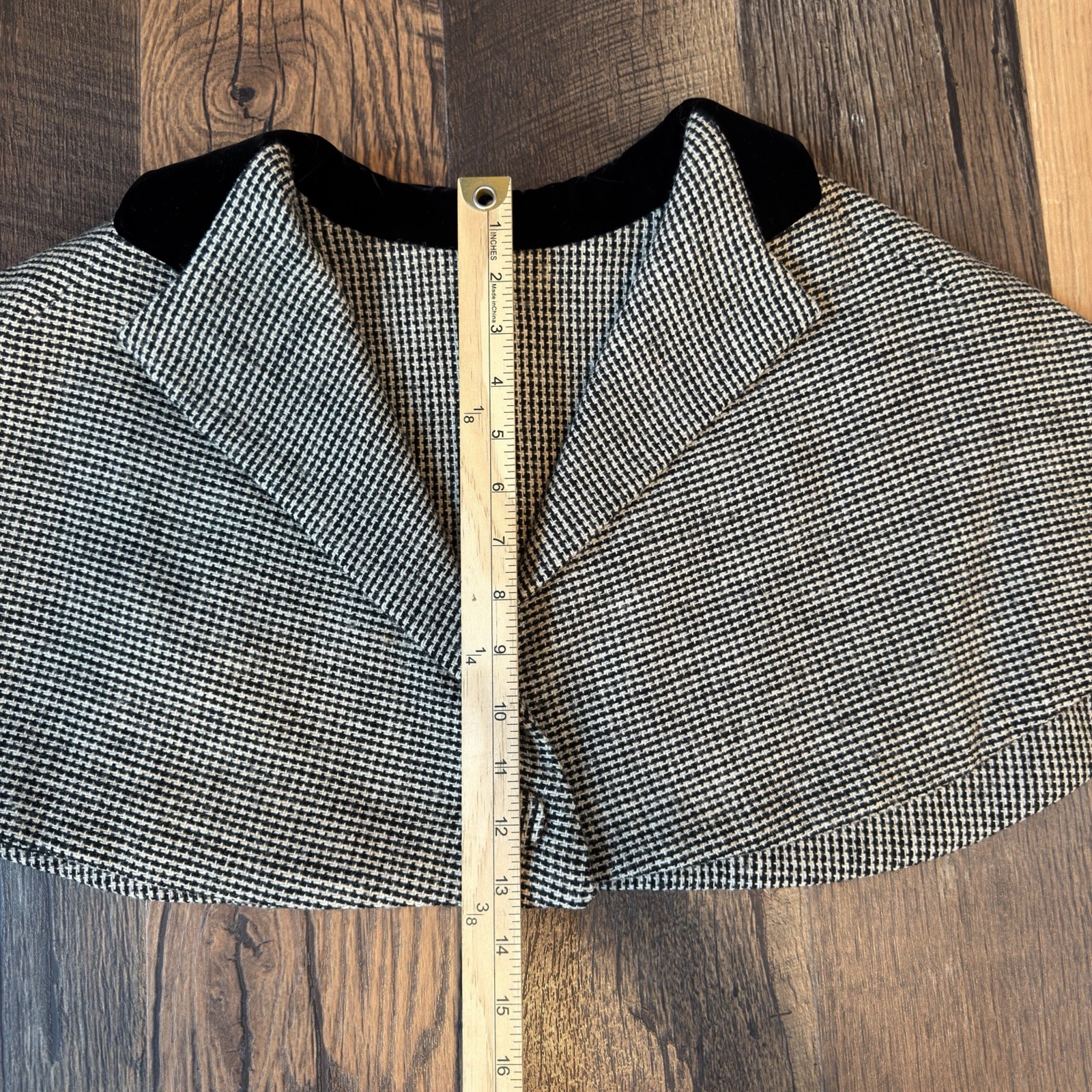 VTG Balenciaga 10 Avenue George V Numbered 3-Piece Houndstooth Suit with Capelet