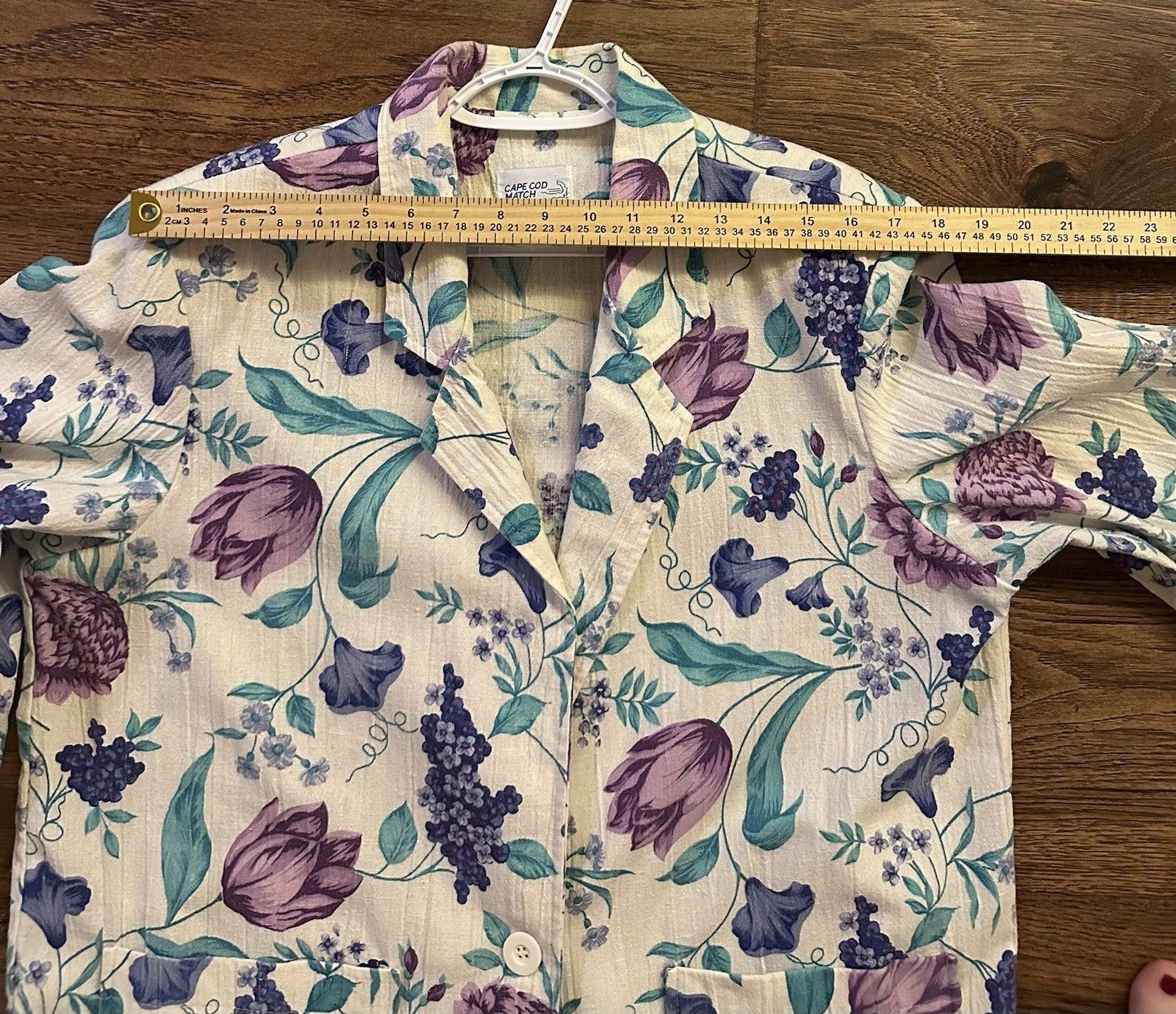 Vintage Cape Cod Match Mates Floral Cotton Blazer Jacket Women’s L Cottagecore