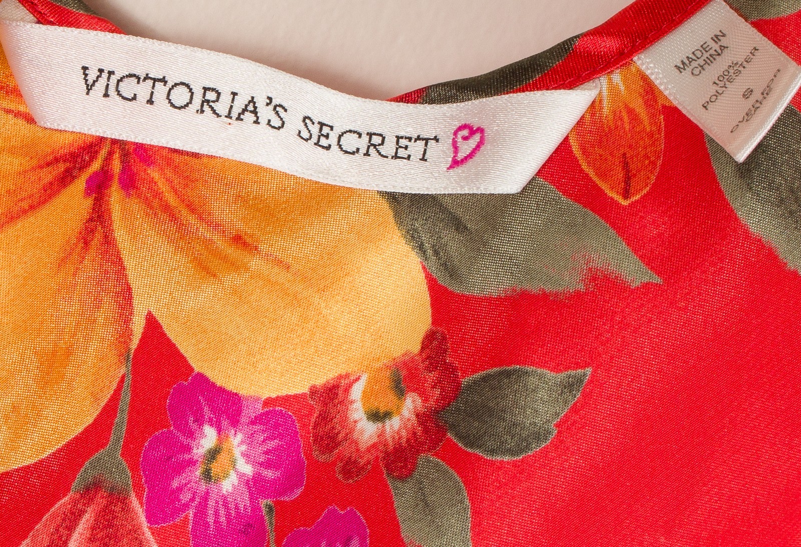 💖 VICTORIA’S SECRET 2 PC Satin Sleepwear PJs Floral Orange Cami Shorts Tank S