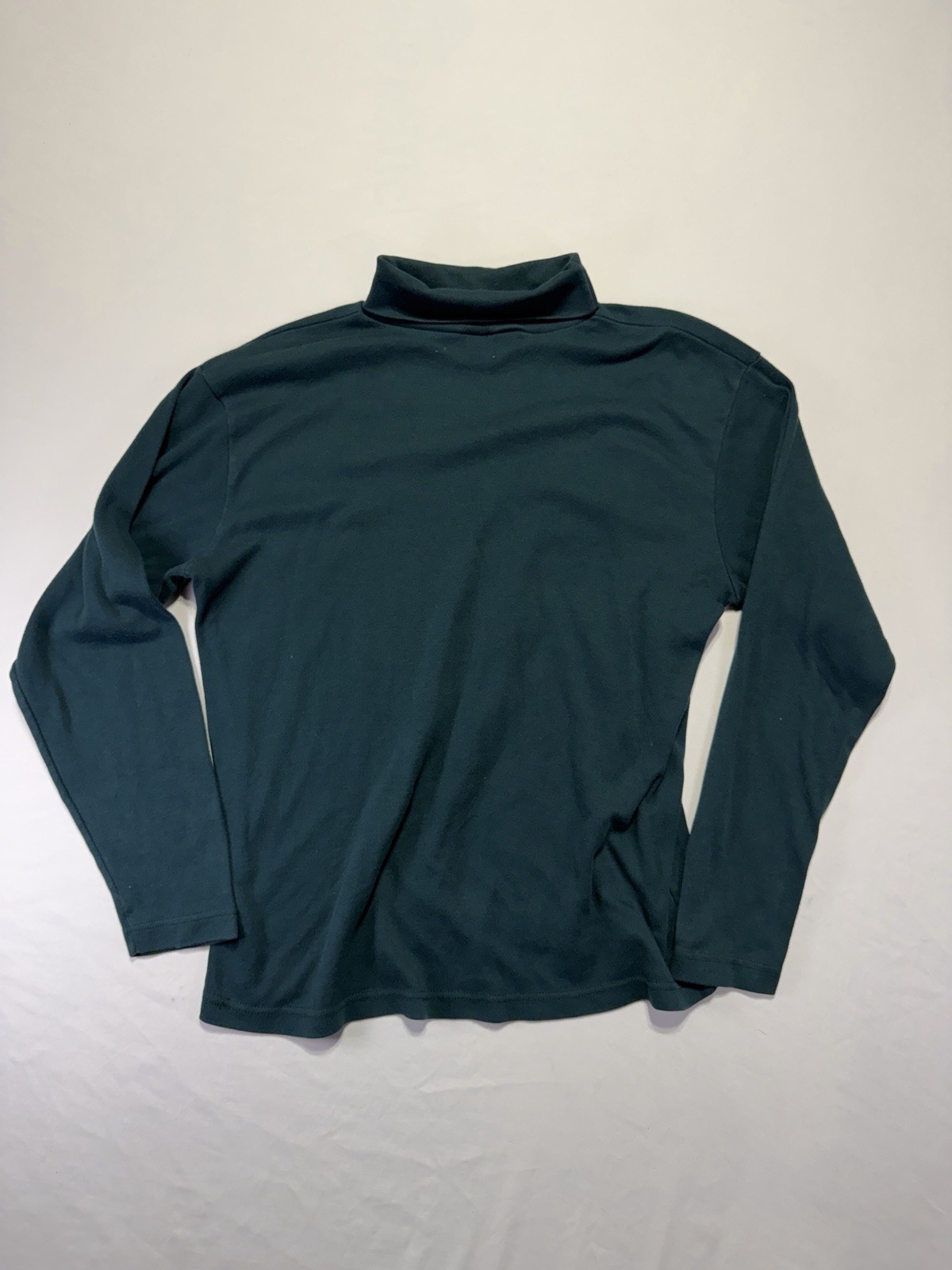 Vintage Bobbie Brooks Turtleneck Shirt Teal Green Stretch Knit Womens XL USA Mad