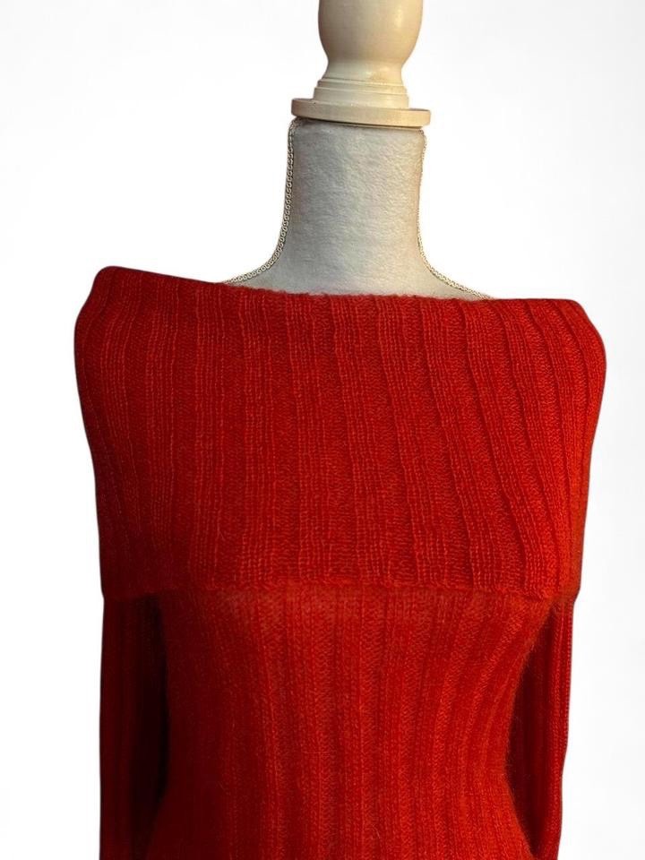 Vintage Red Kid Mohair Off-Shoulder Sweater Size Small