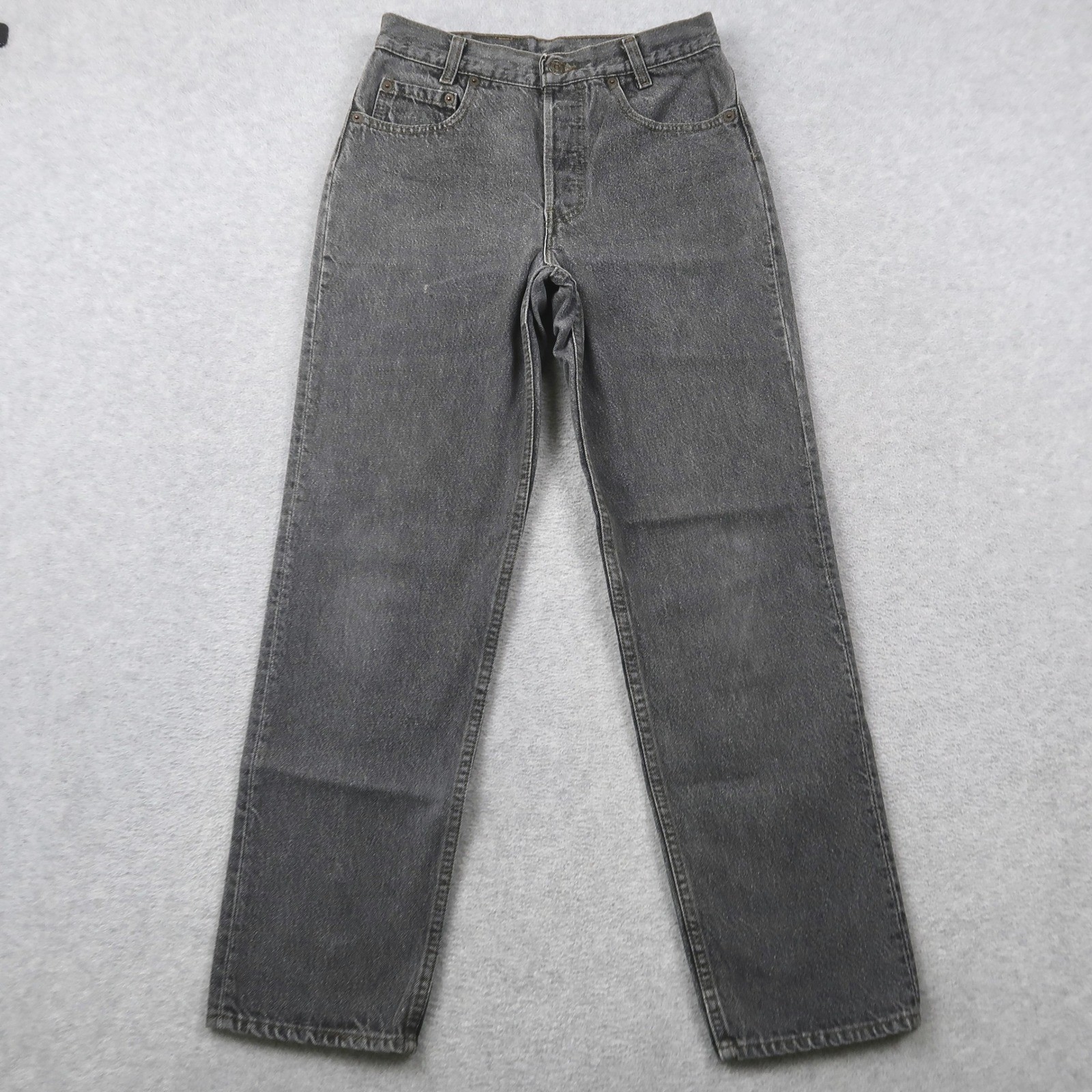 Vintage 90s Levis 701 Student Women Gray Jeans 28×28 Made in USA Button Fly