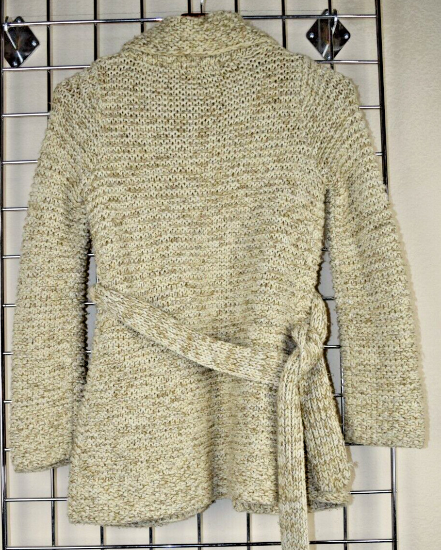 Vintage Guess Jeans Knit Sweater Size S/M 90s Oatmeal Beige Collared Belted Wrap