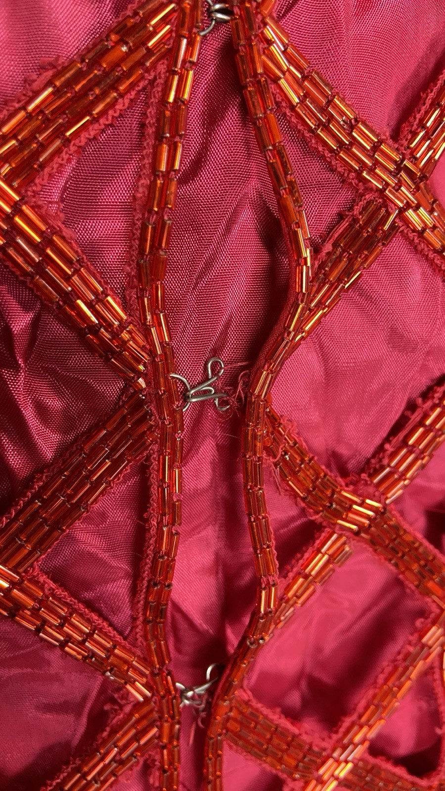 Vintage Andretta Donatello Womens Small Dress Red Beaded Silk Gown 90s Y2K Prom