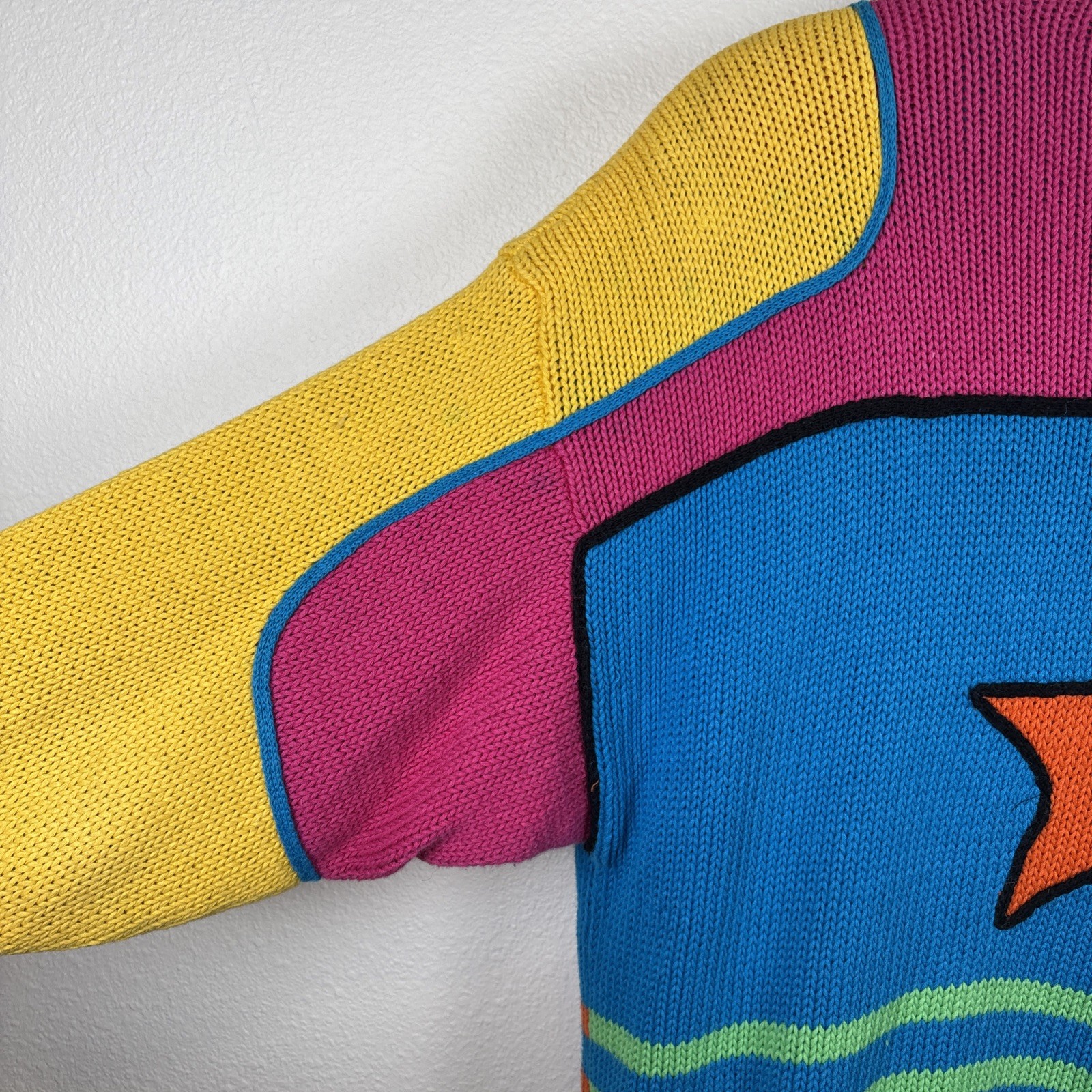 VTG 80’s I.B. Diffusion Sweater Oversize Shoulder Pads Lined Colorful Funky
