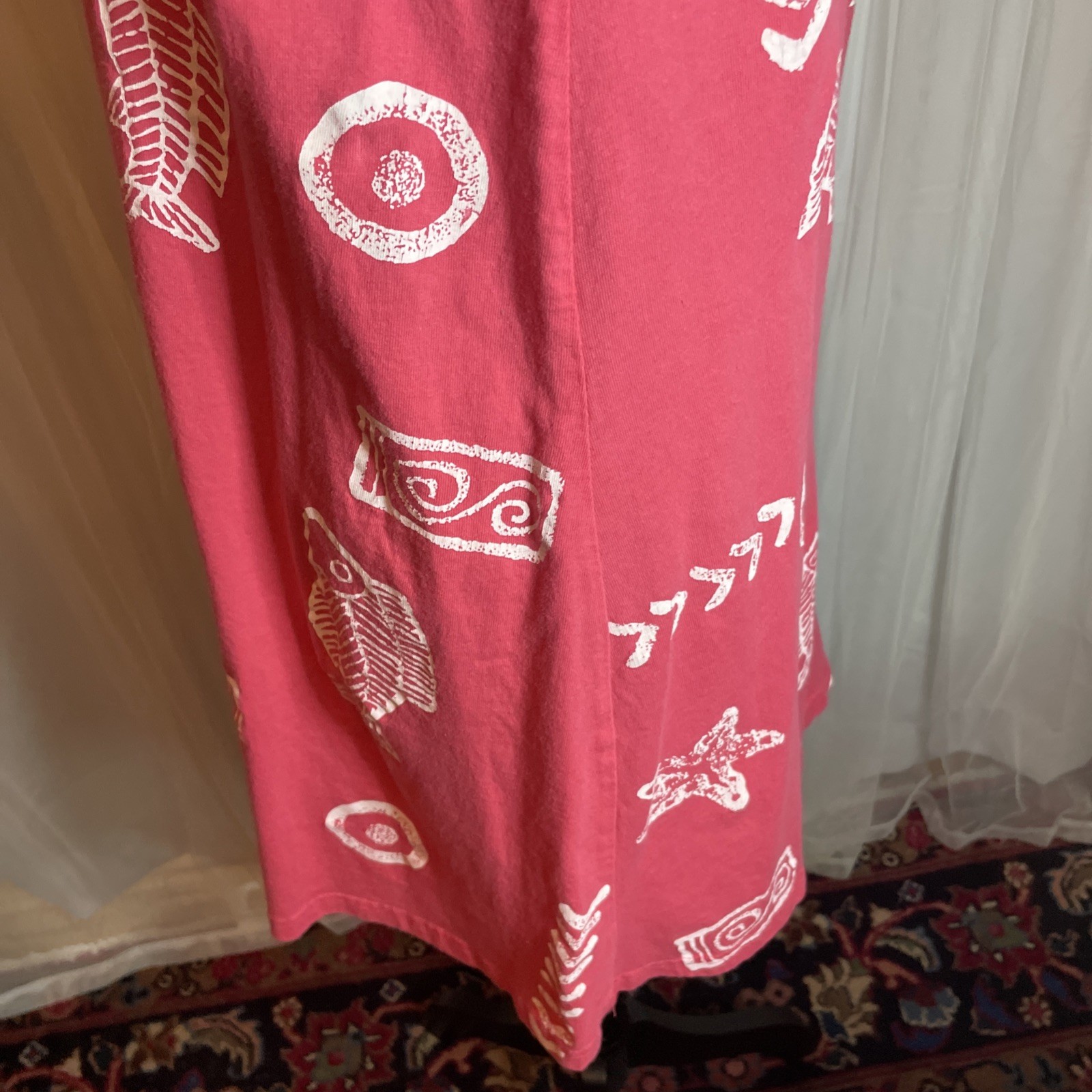 Vintage Womens Size Large 90s Stretchy Up Fish Sea Red Dress Sassy Brand
