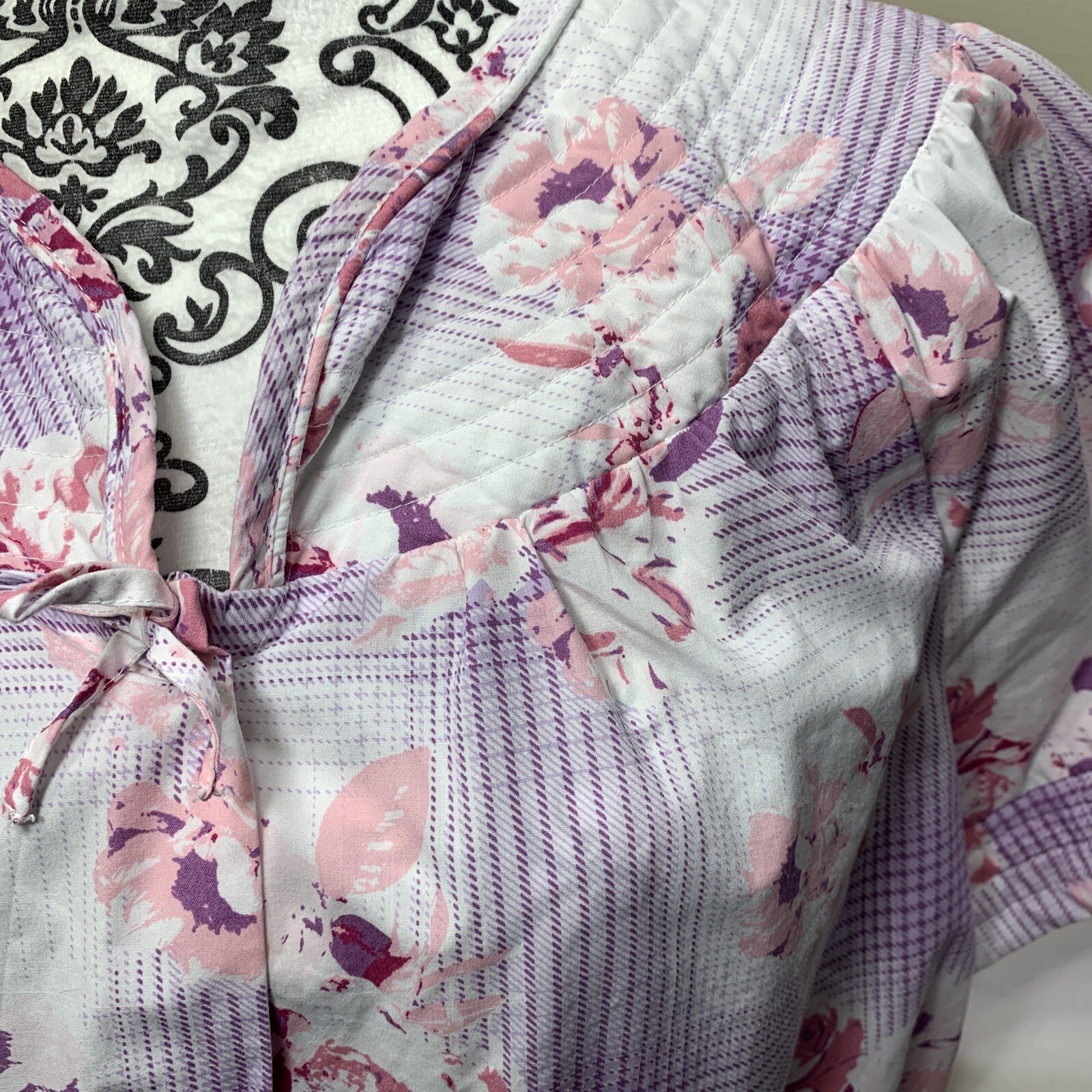 Vintage House Dress Snap Front Robe Duster Patio Lounger Size Large Grannycore