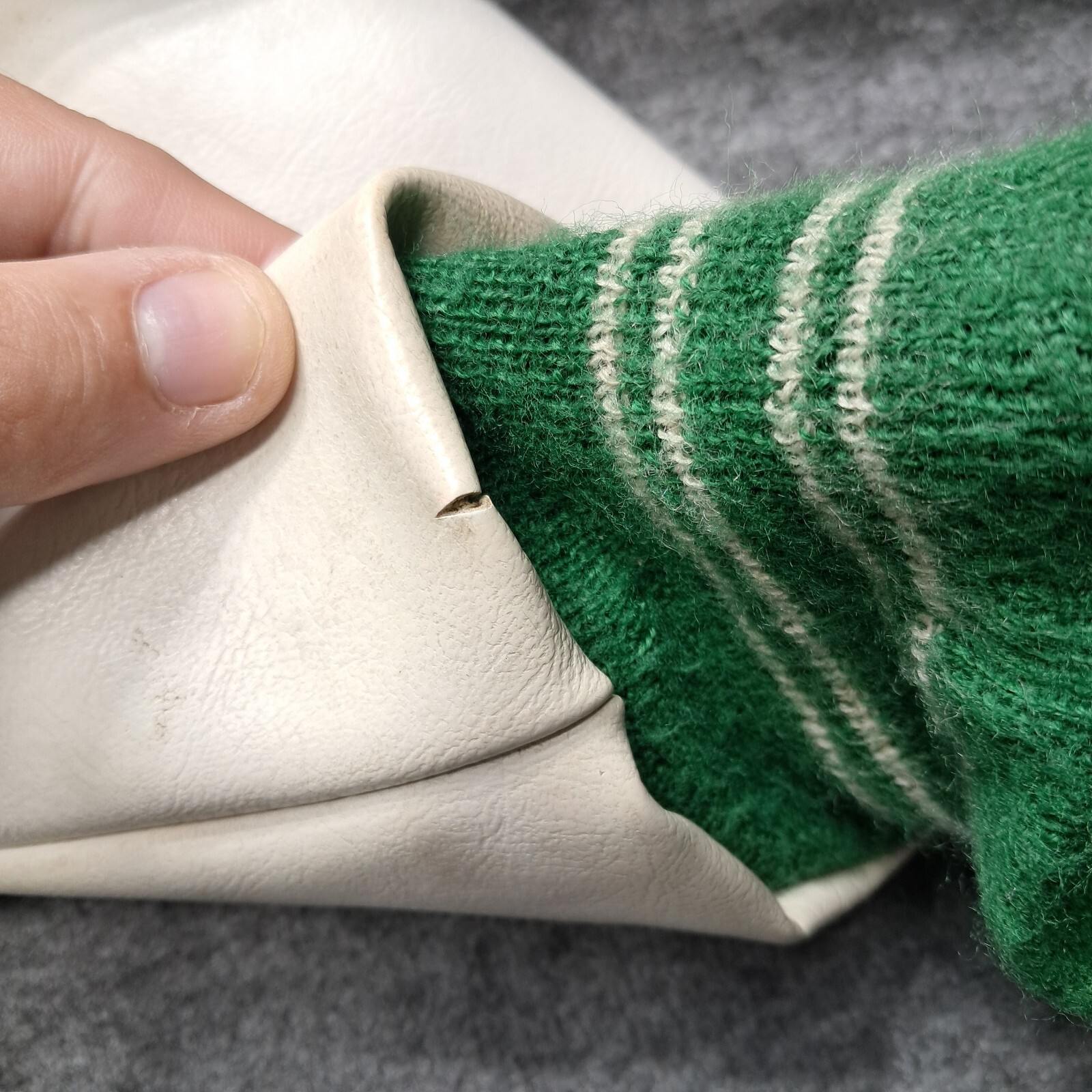 VTG 60s 70s Butwin Lettermans Jacket Green White Wool Vinyl Sleeves Vegan!