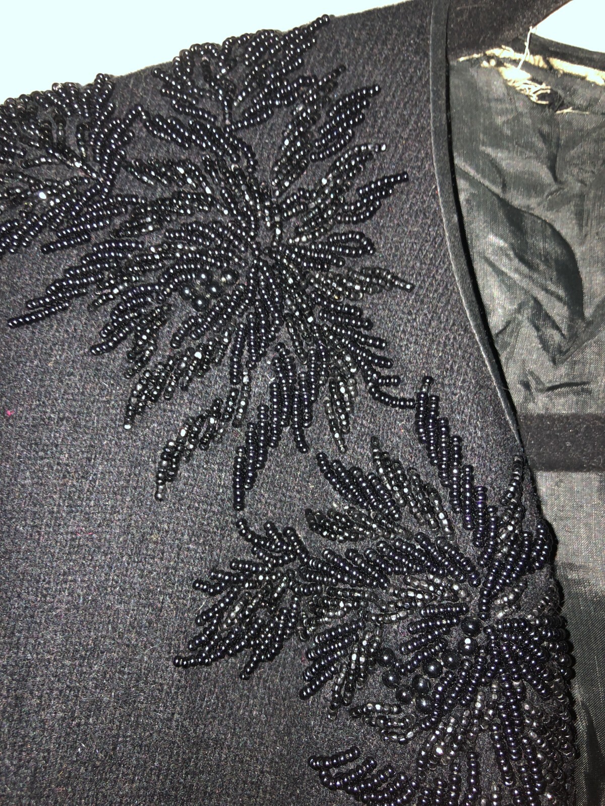 Vintage 1950’s black beaded Lambs wool Angora cardigan vintage size xl