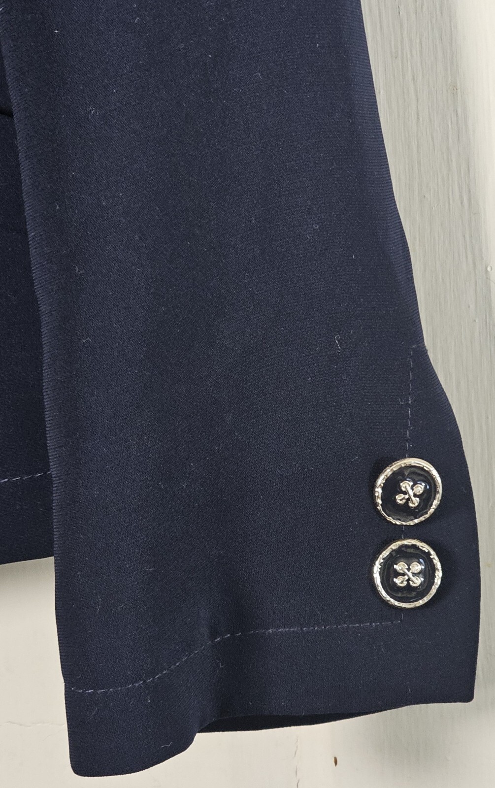 VTG Kasper 2 Piece Suit Women’s 10 Navy Blue Jacket Skirt Fancy Buttons Career