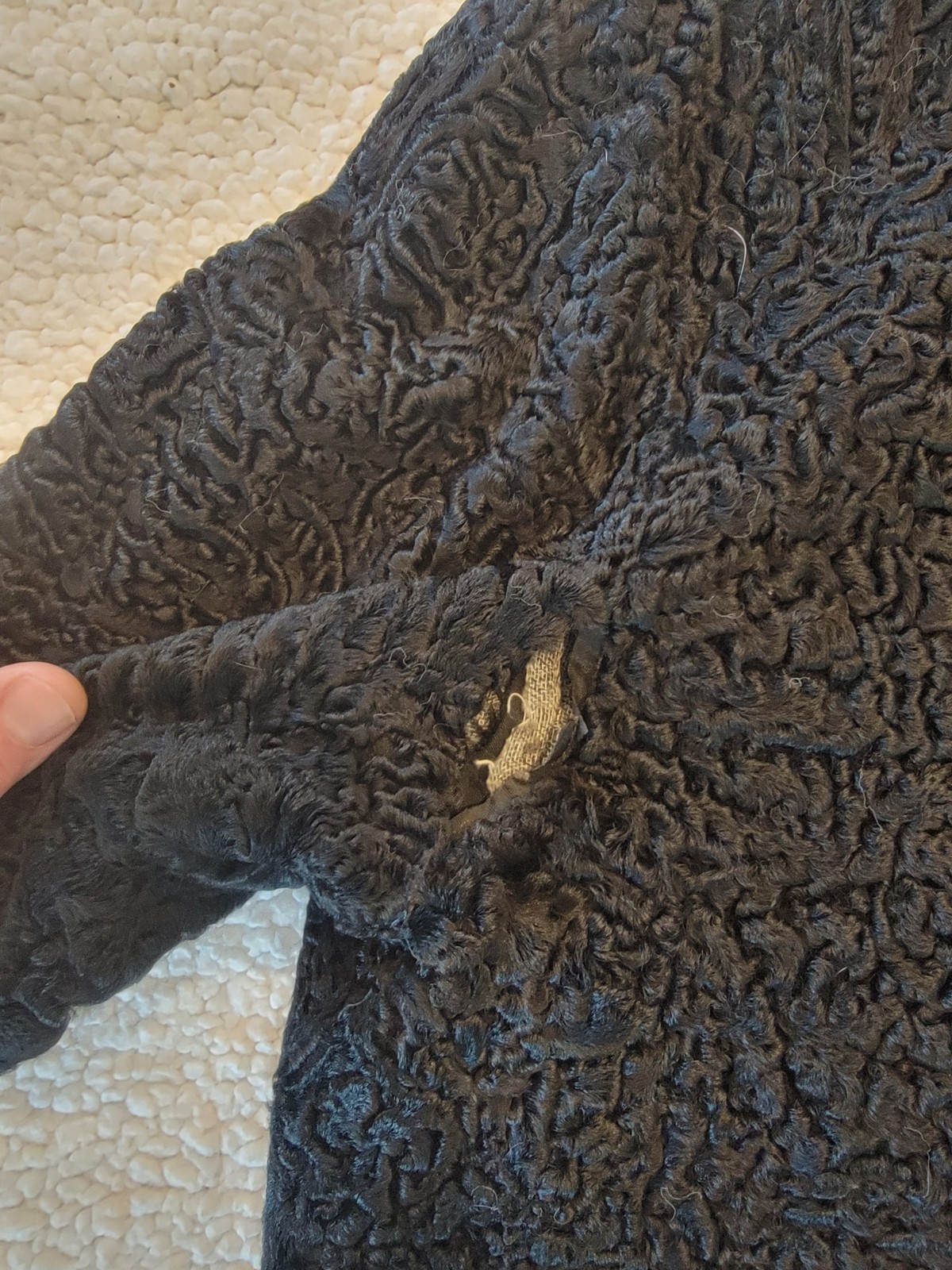 Vintage 1950s Black Persian Lamb Wool Jacket by Frank Collins, Philadelphia