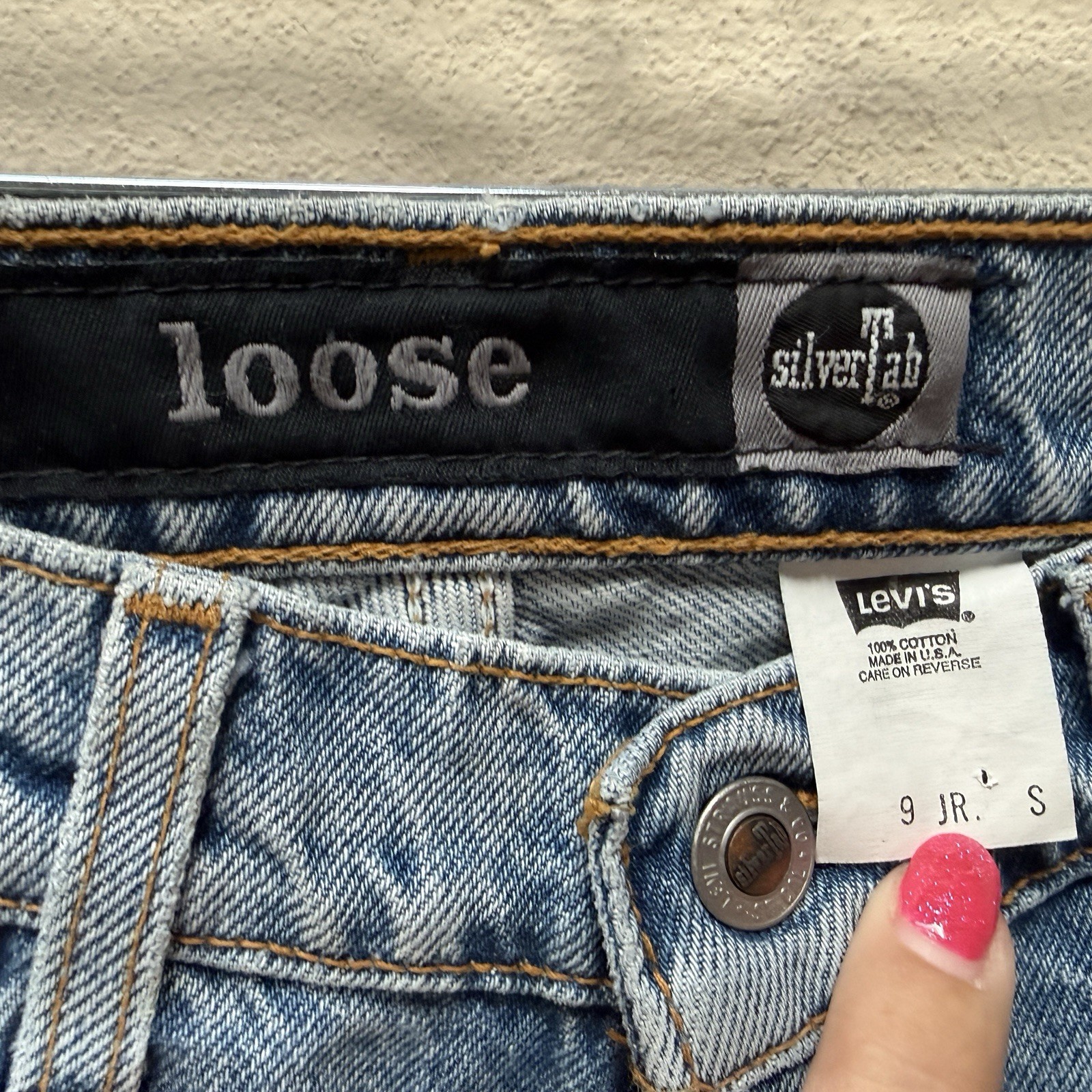 VTG 90s Levi’s SilverTab Loose Jeans Cotton Made in USA Juniors Sz 9 short NWT