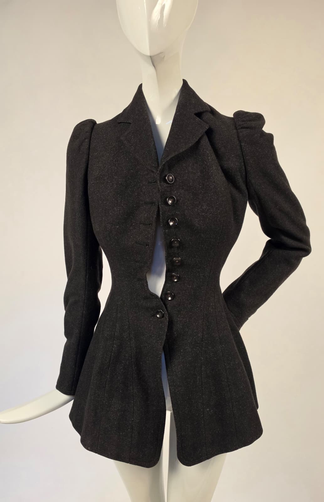 XS ANTIQUE EDWARDIAN WOOL RIDING JACKET W ORIGINAL LONDON LABEL