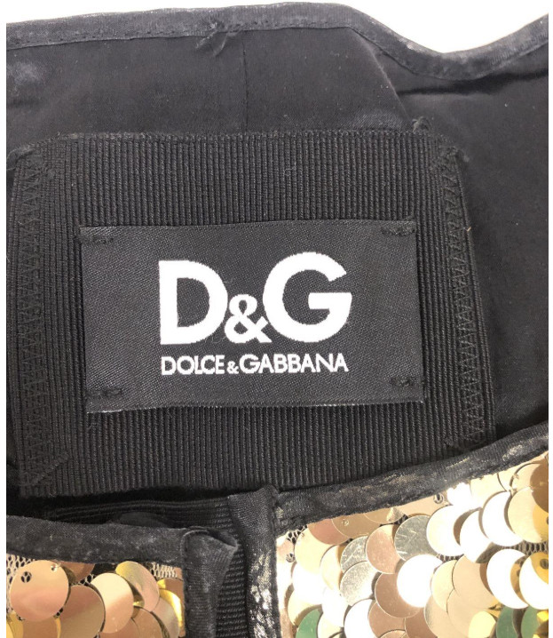 RARE 90s VTG D&G Dolce Gabbana Gold Sequin Jacket Black Trim Italy 40 COA Small