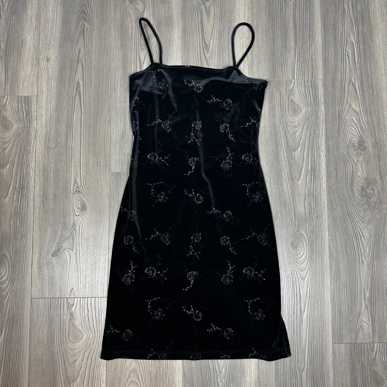 Vintage 90s Velvet Mini Dress Floral Glitter – SIZE M Whimsigoth Fairy Witchy