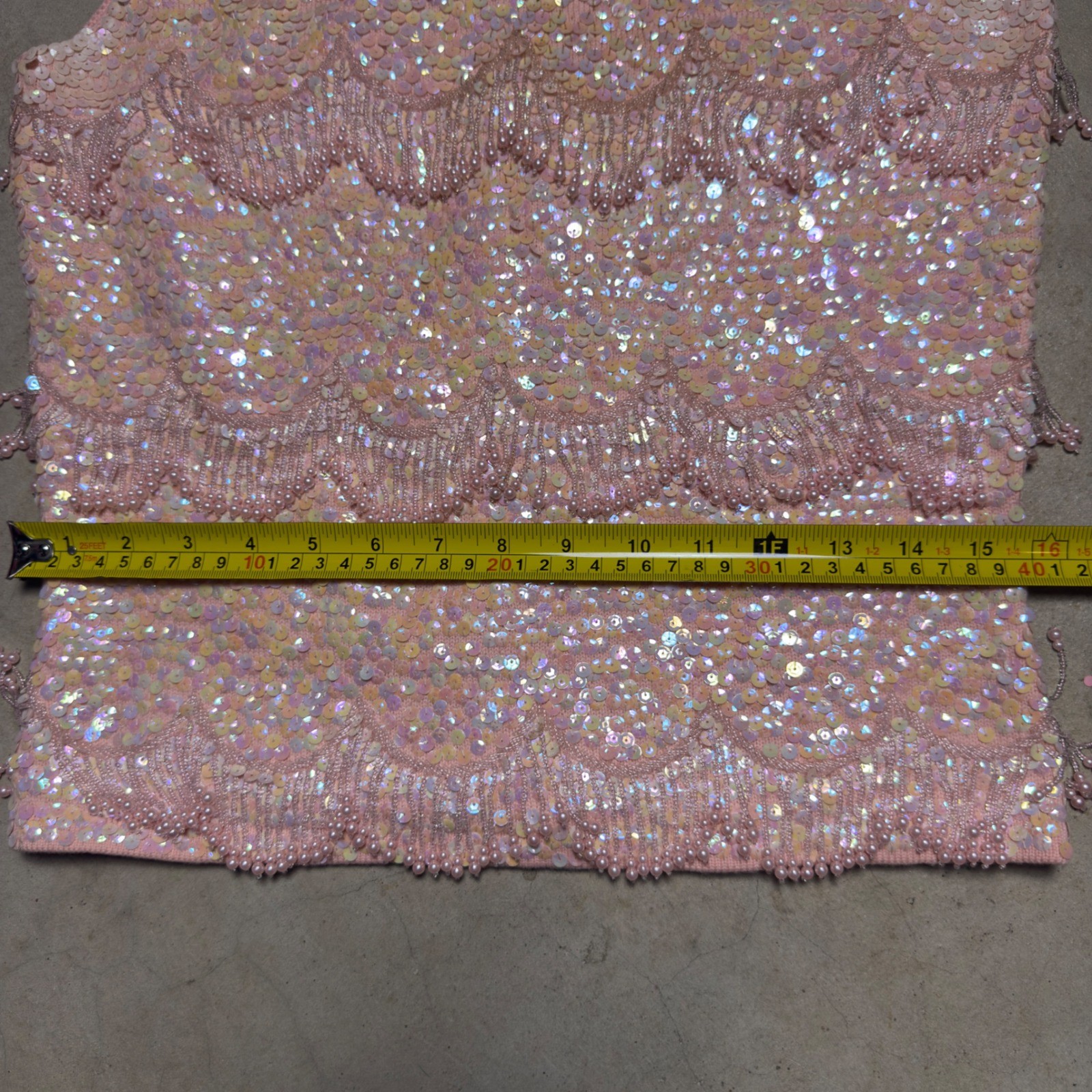 Vintage Hand Beaded Wool Sequin Shell Top