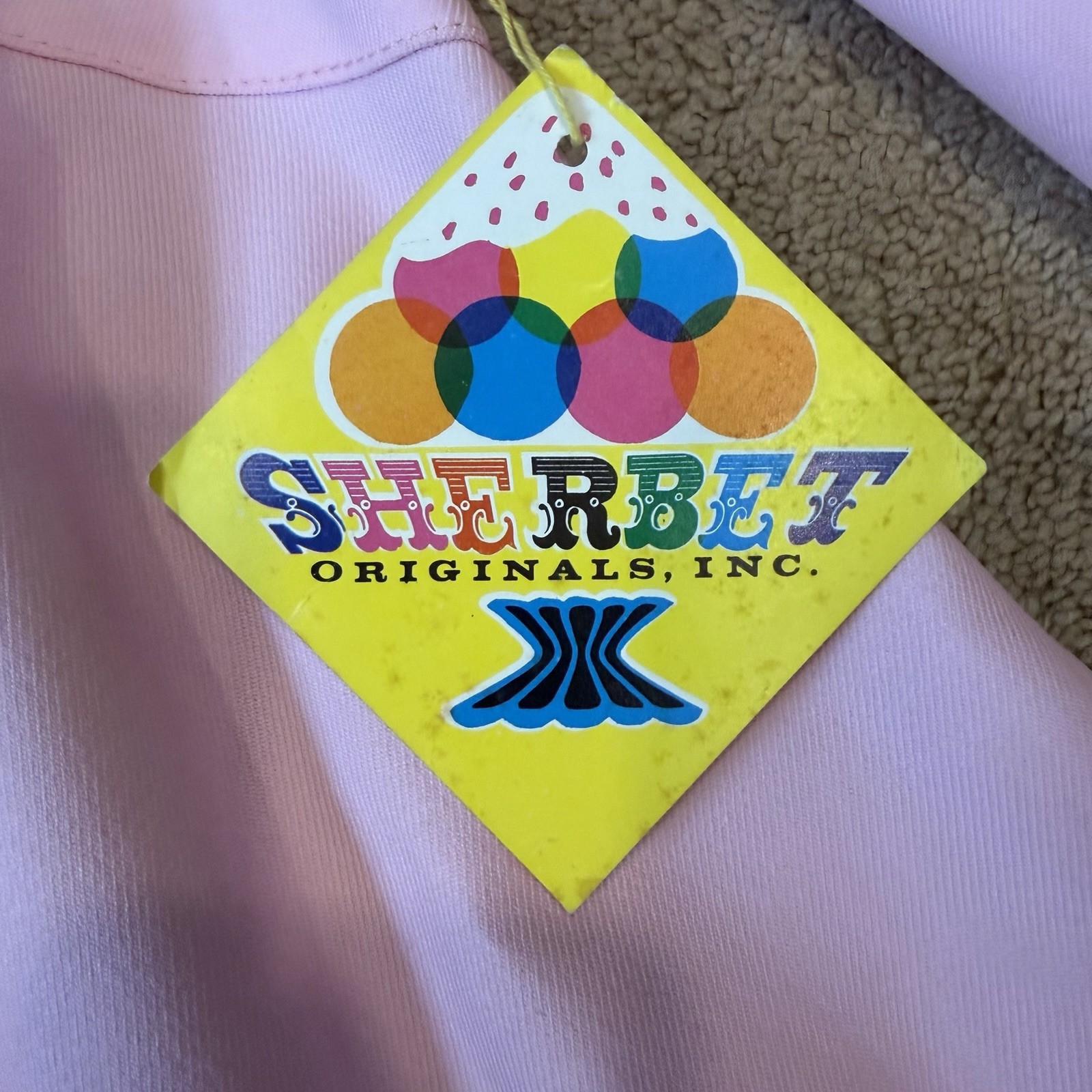 Vintage Sherbet Shirt Dress Juniors 8 Pink Button Front Mod GoGo A Line 60s