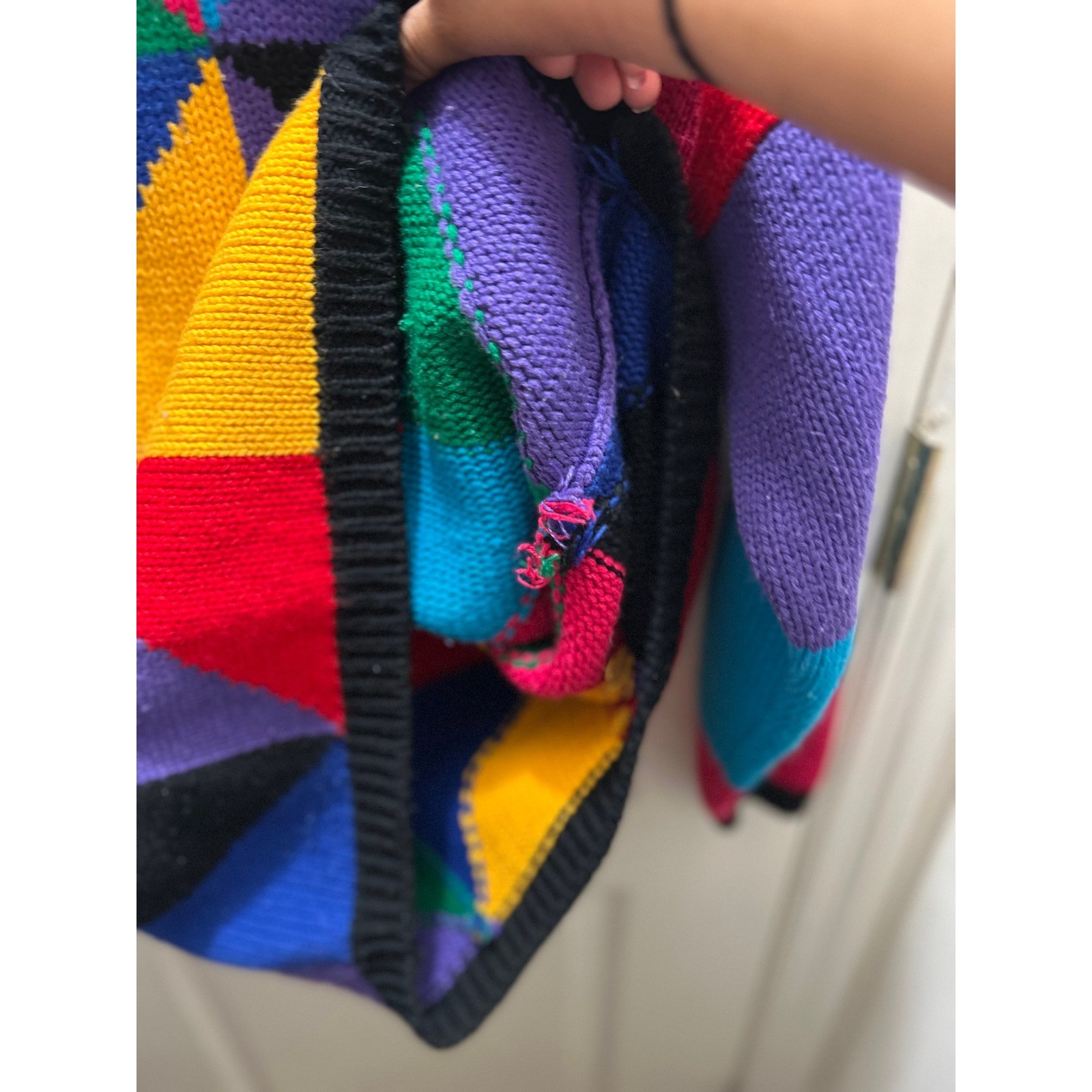 One Step Up Vintage Colorblock Geometric Sweater Women’s M 90s Oversized Acrylic