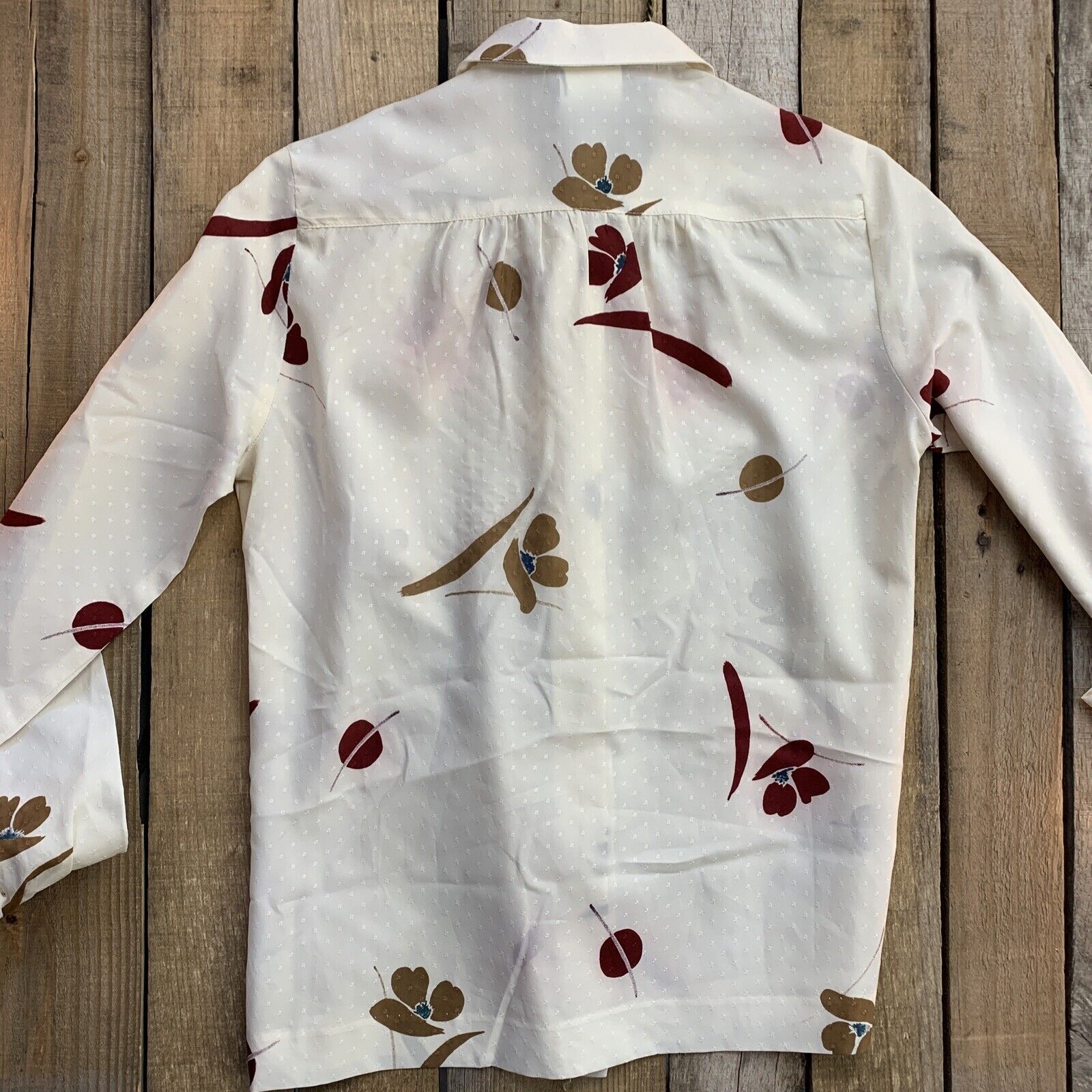 Panther Vintage Blouse Button Up Shirt Womens Floral Sheer