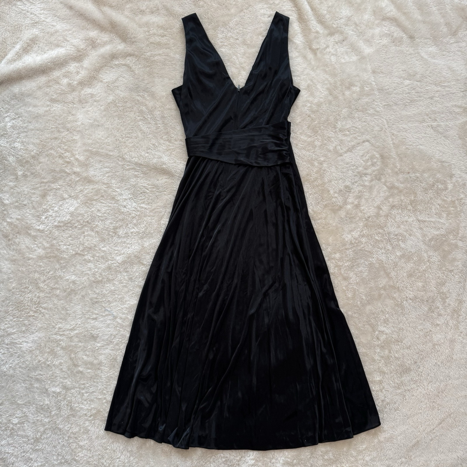 Vintage Jody T Dress California Little Black V-Neck Belted Waist Fit Flare Sz 11