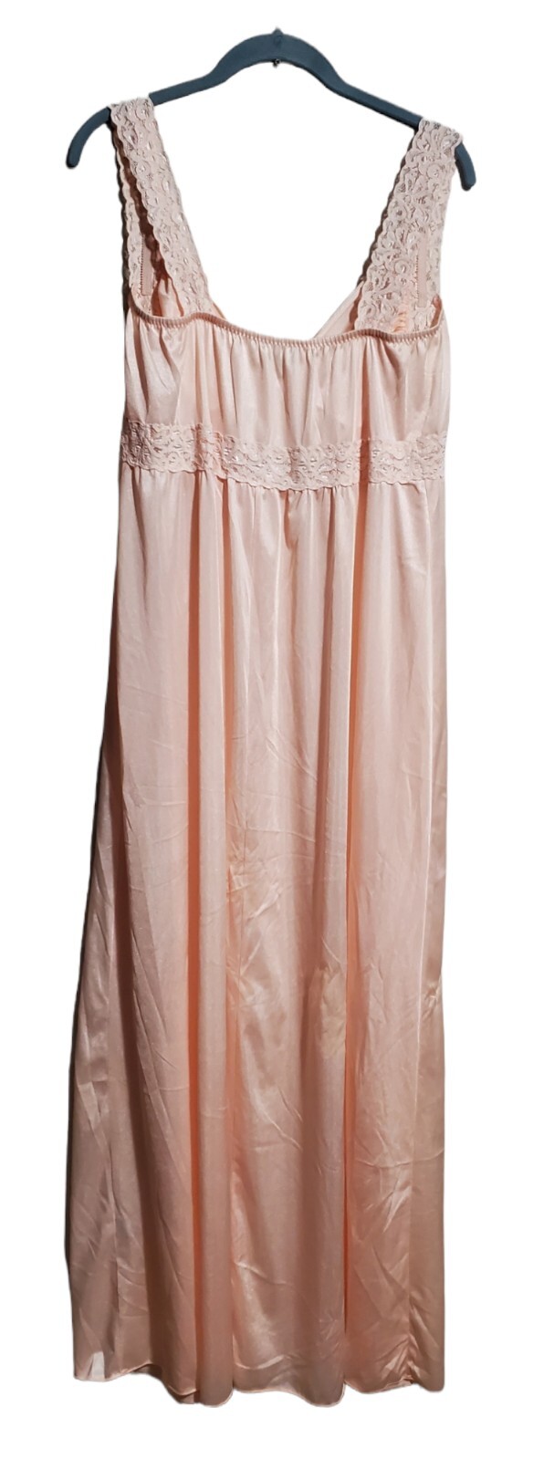 Lady Cameo Dallas Vintage Pink Nylon Lace Long Nightgown Peignoir Size Medium