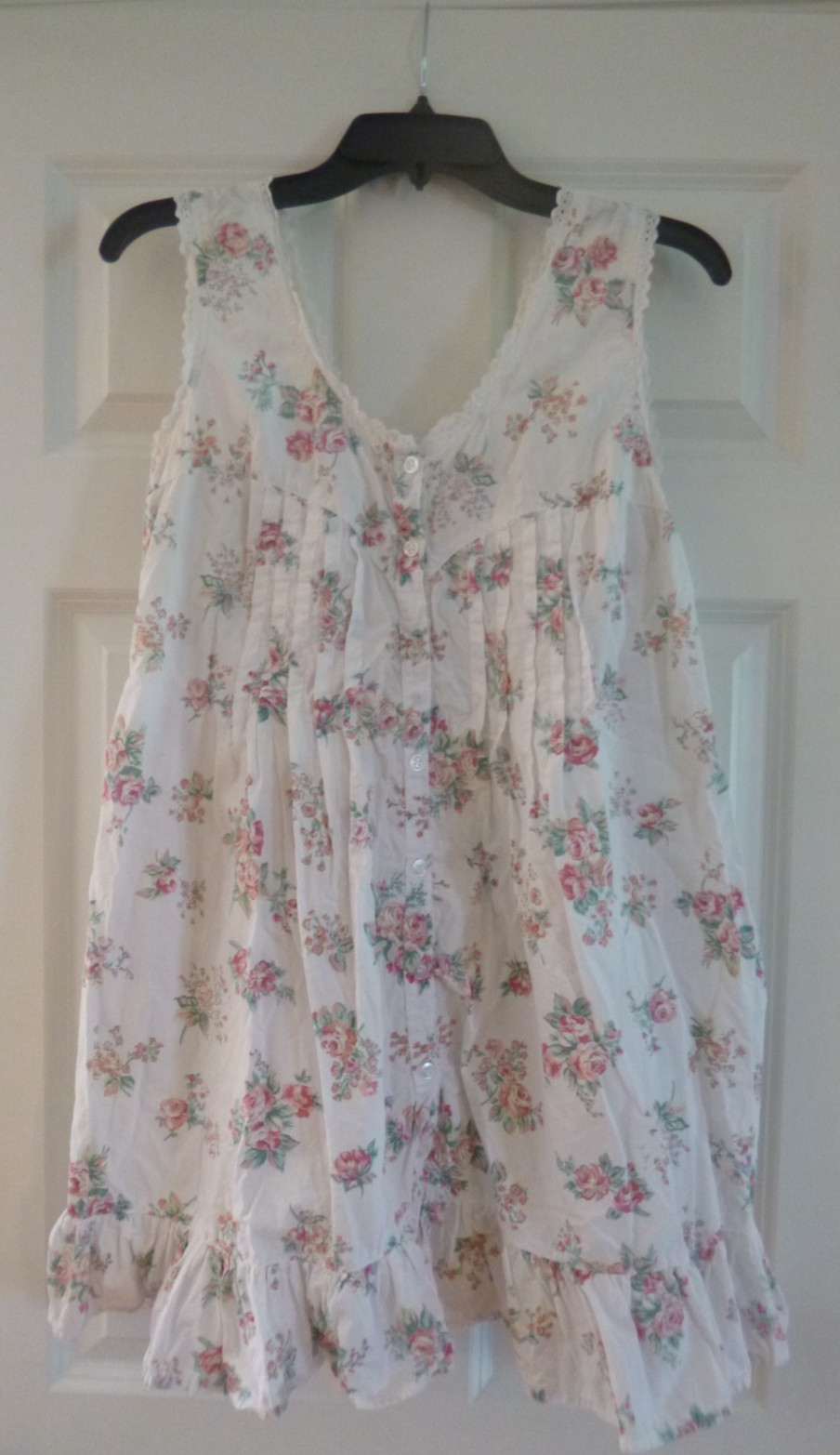 Ilise Stevens Vintage Cotton Medium Floral Victorian Ruffled Eyelet Sexy Nighty
