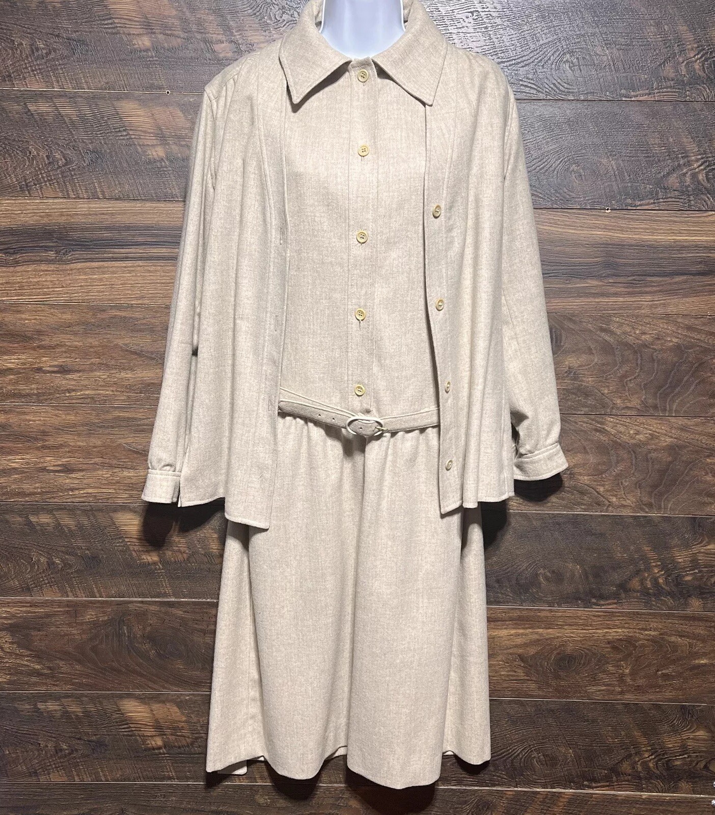 Don Sayres For Gamut Wool Blazer Dress Set VTG Size 16 Union Made USA Belted