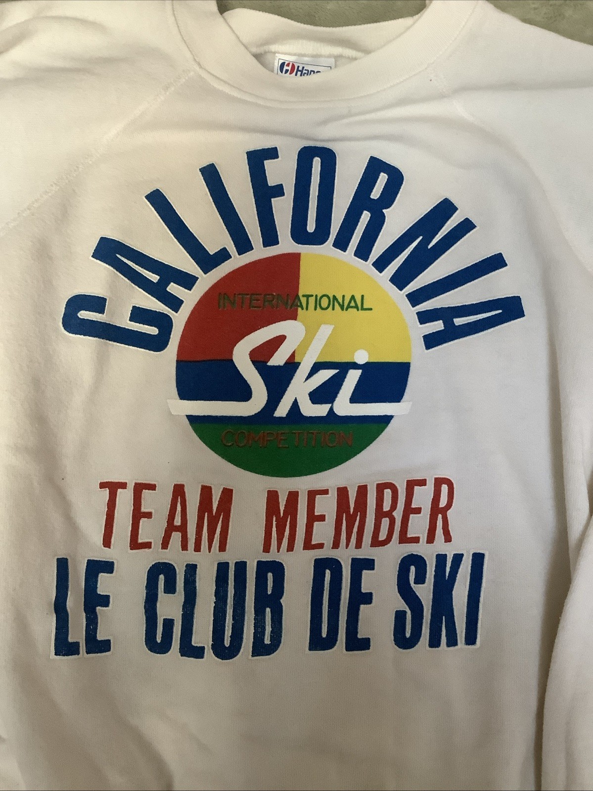 Hanes Vintage California International Ski White Women’s XL Made In USA Sweater