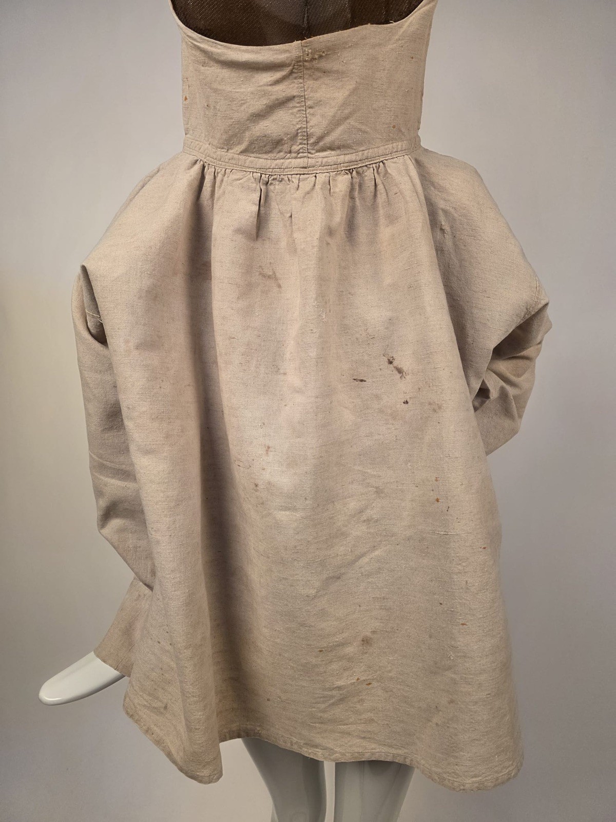 RARE 19TH C LINEN BEE KEEPER SMOCK SHIRT W METAL FACE SCREEN