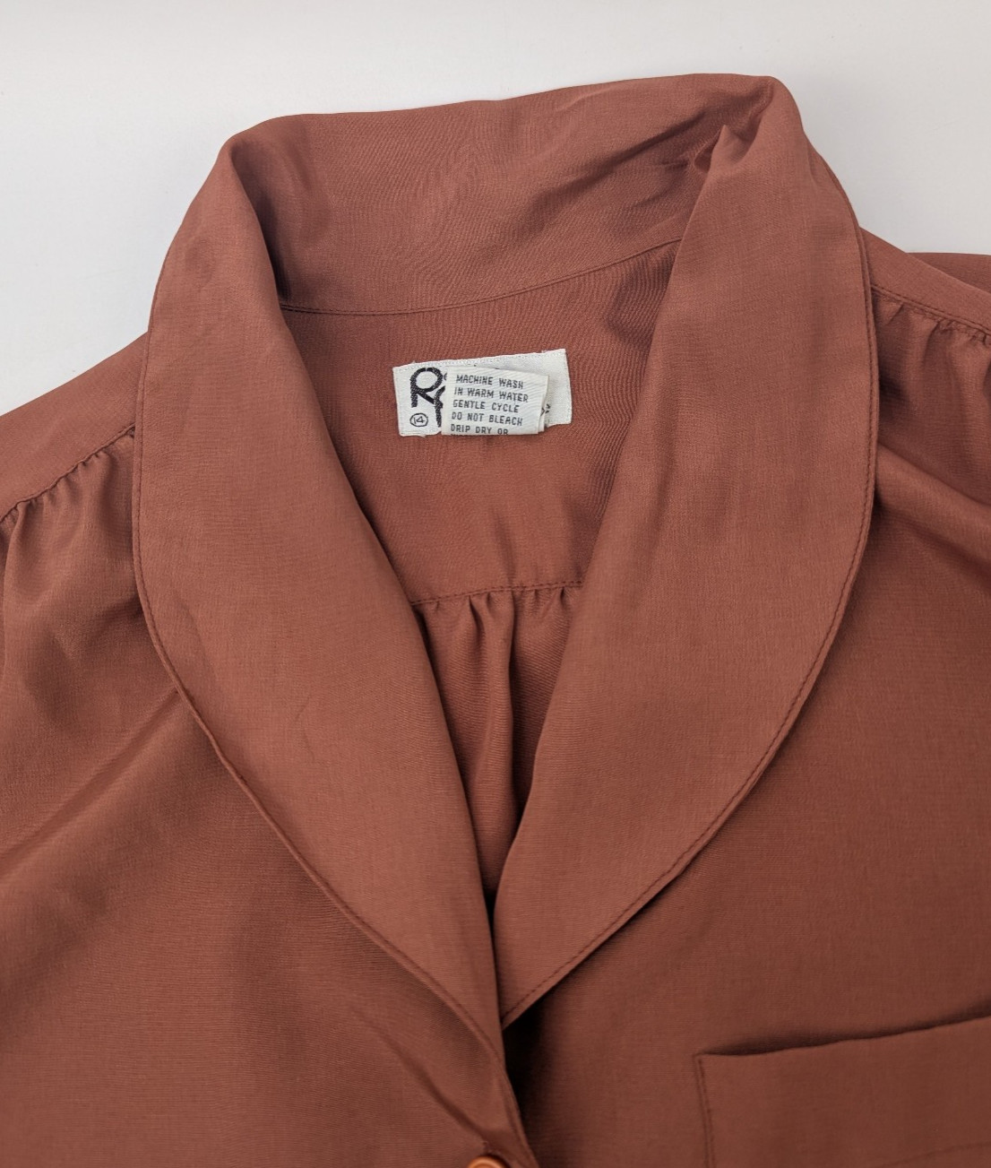 Vintage Regina Portee For Porterhouse Button Down Blouse Rust Size 14 Polyester