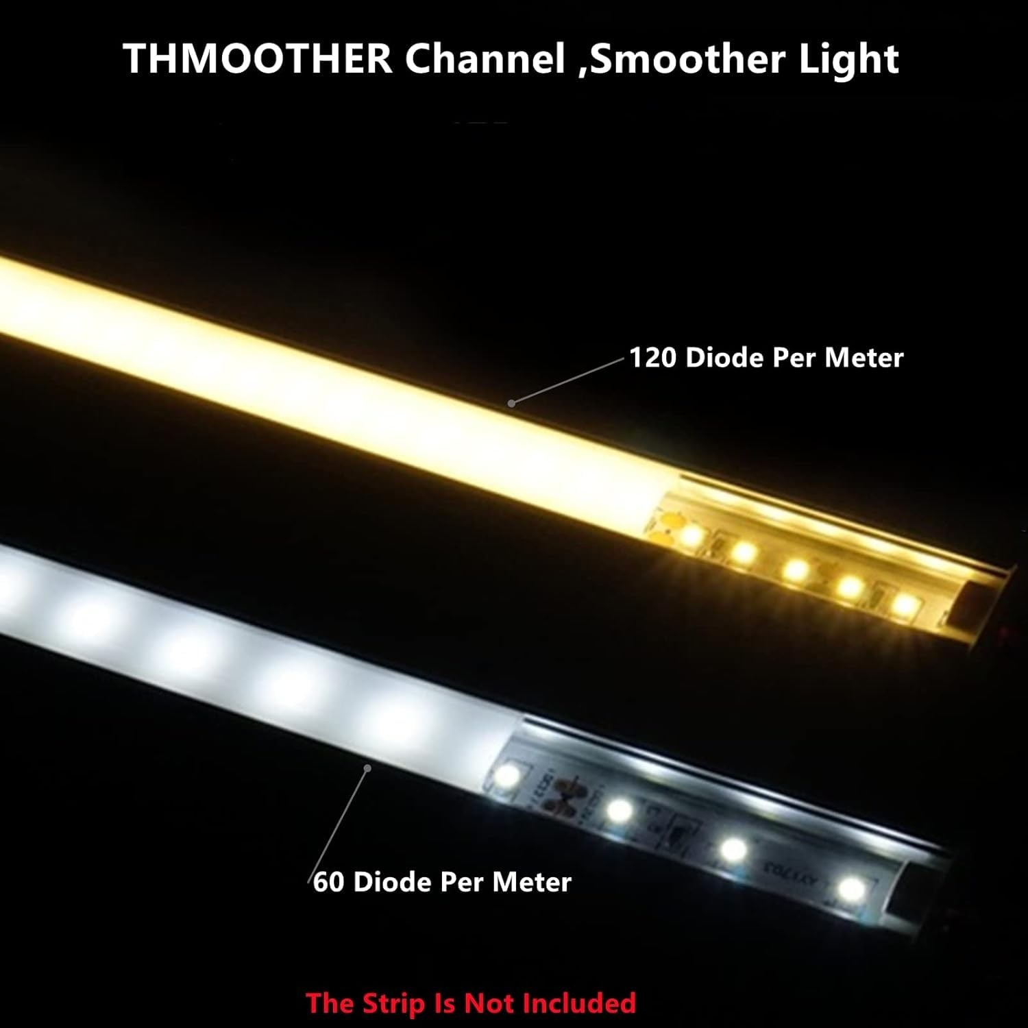 THMOOTHER 10x 3.28ft LED Strip U Channel Diffuser Matte Black Aluminum