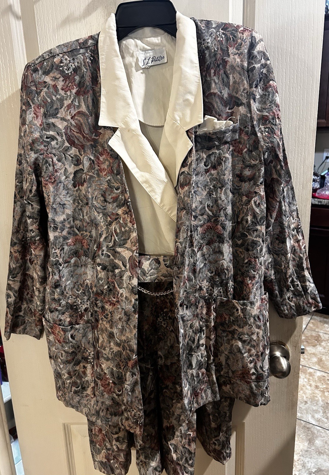 Vintage Rare S.L. Petites Secretary Romper & Jacket Set Floral Size 14