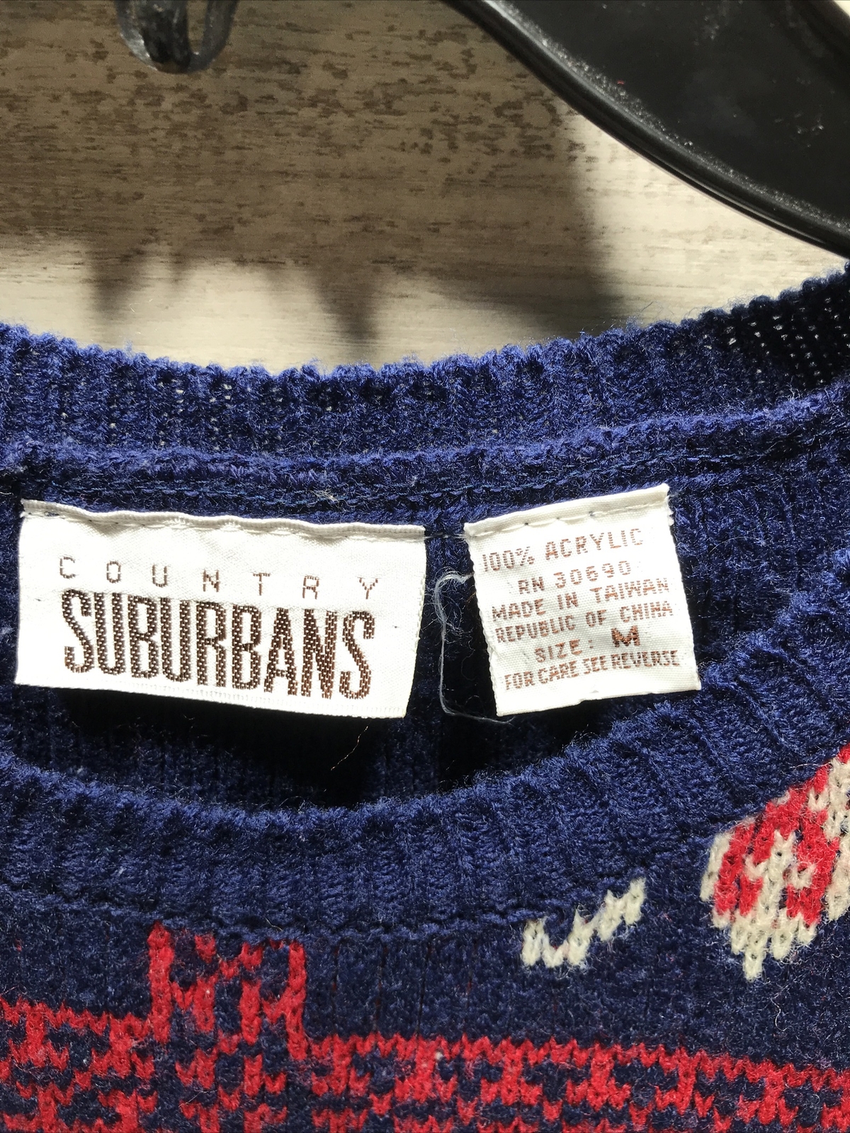 Country Suburbans Sz M Sweater Vest Blue Red Multicolored Vintage Retro