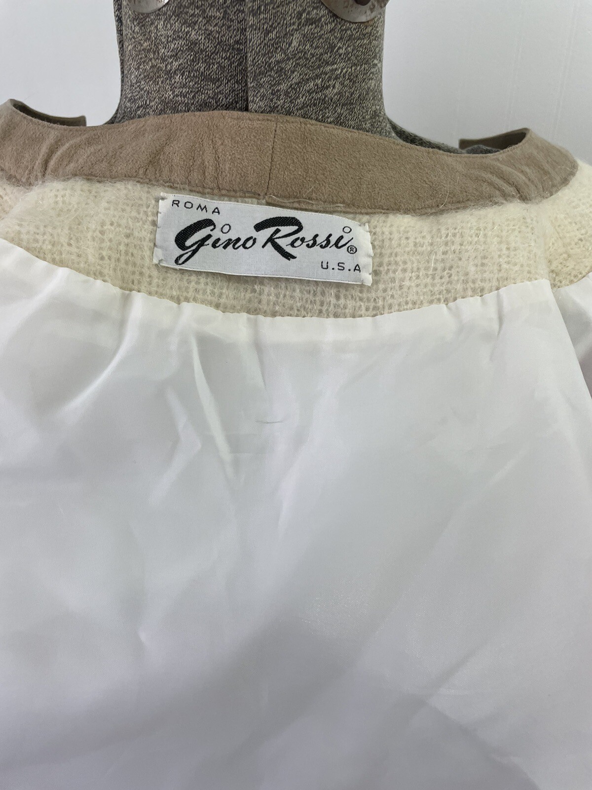 Vintage Gino Rossi Vintage 70s Mohair Jacket Blazer 14 Large White Lined
