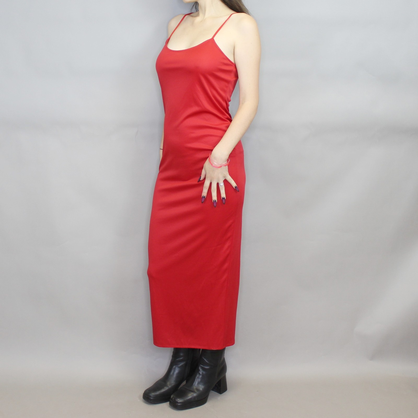 Vintage 80s Red Slip Maxi Dress