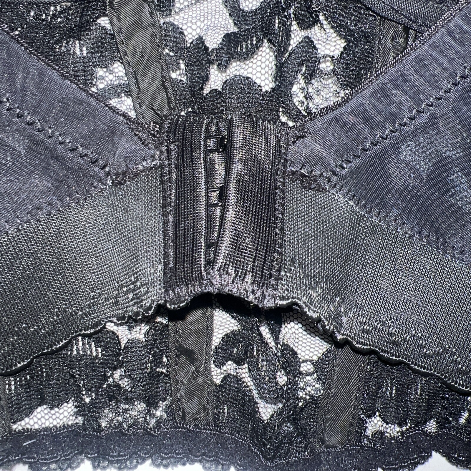 34B Victoria’s Secret Black Corset Bustier Strapless Lace Eye Loop Underwire