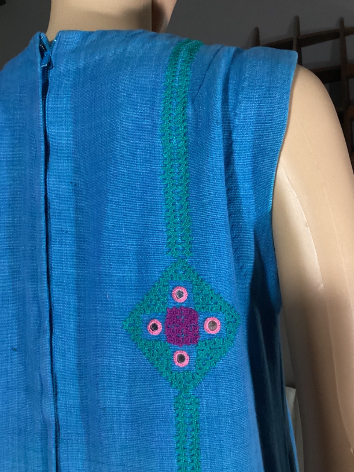 Vintage 60’s 70’s Pakistani Cotton Embroidered Maxi India Dress Hippie Boho
