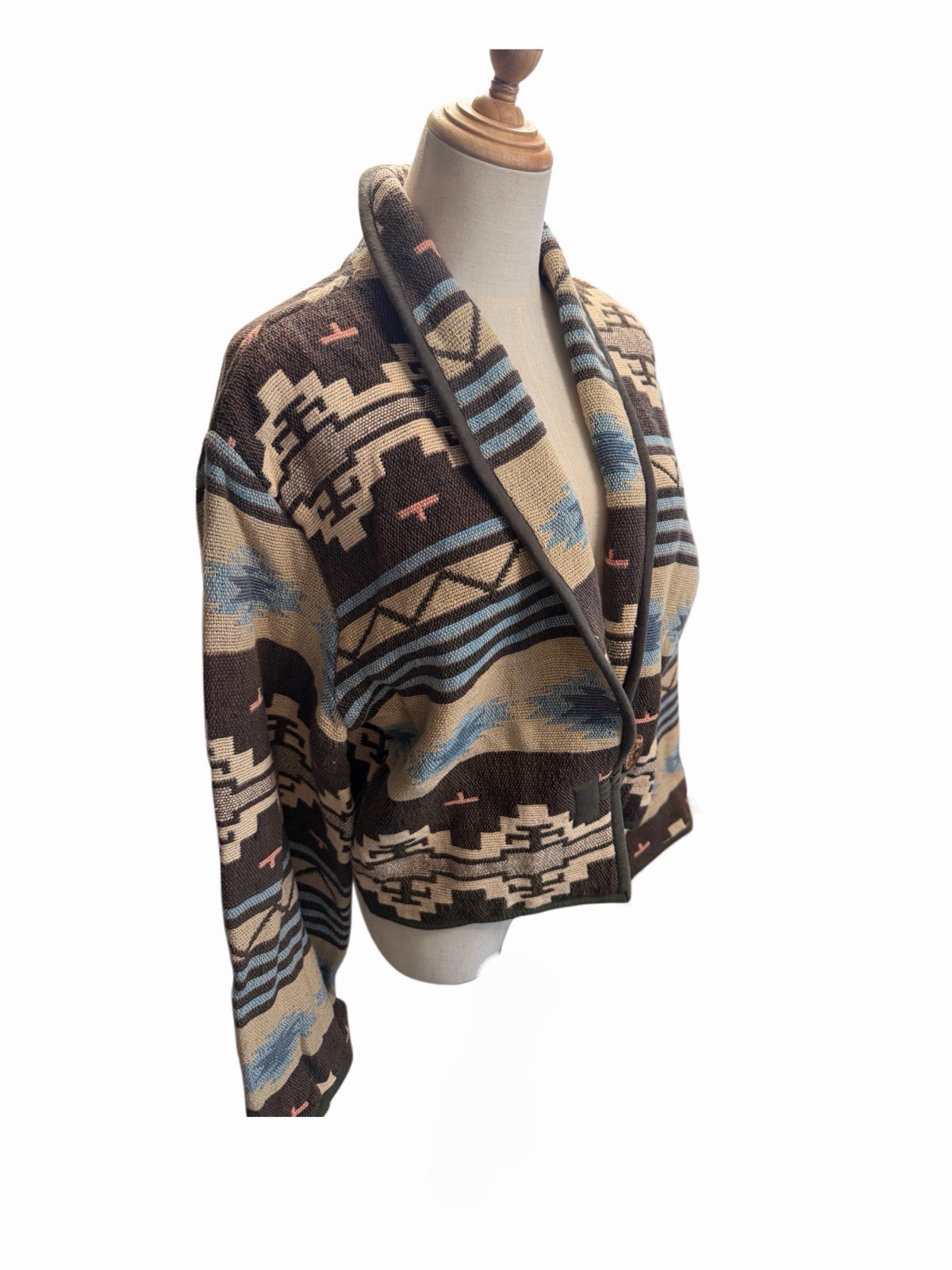 Gorgeous Vintage 90s Aztec Southwestern Cotton Tapestry Jacket Women’s Sz M