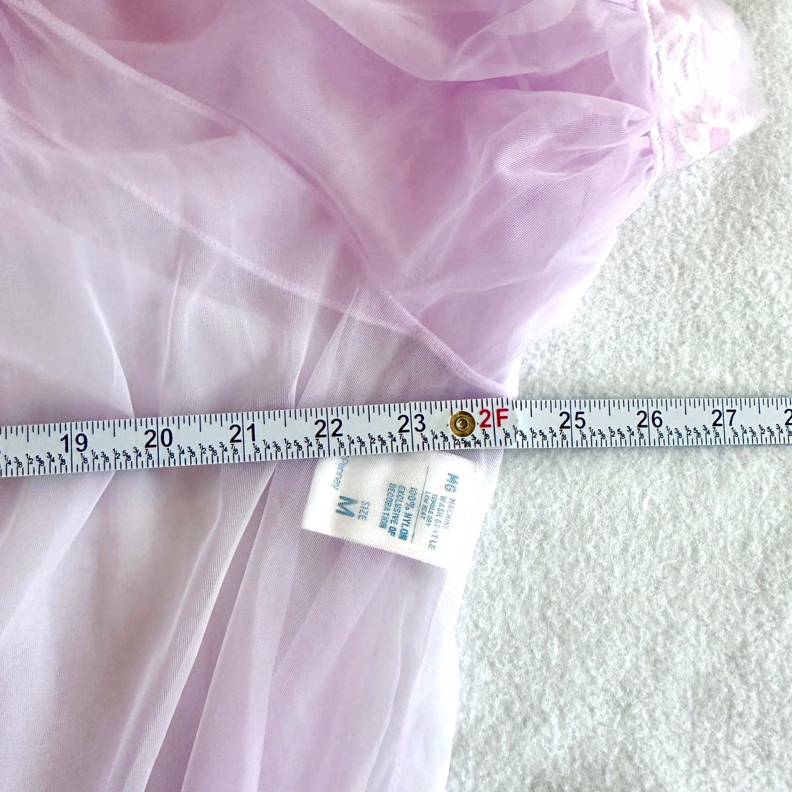 Vintage 1970s Chiffon Peignoir Set 2pc Lavender Lace Babydoll Nightgown ILGWU