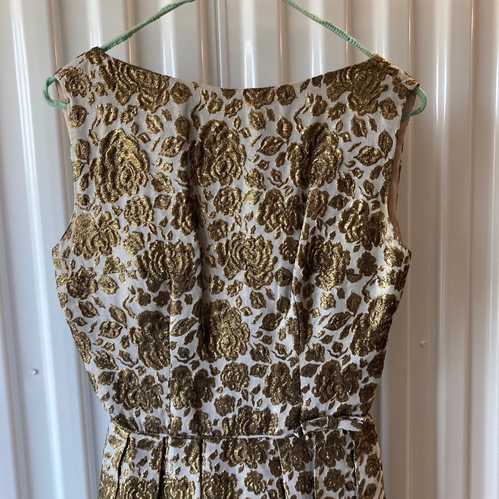 Mod Golden Rose Brocade Mini Dress 1960s