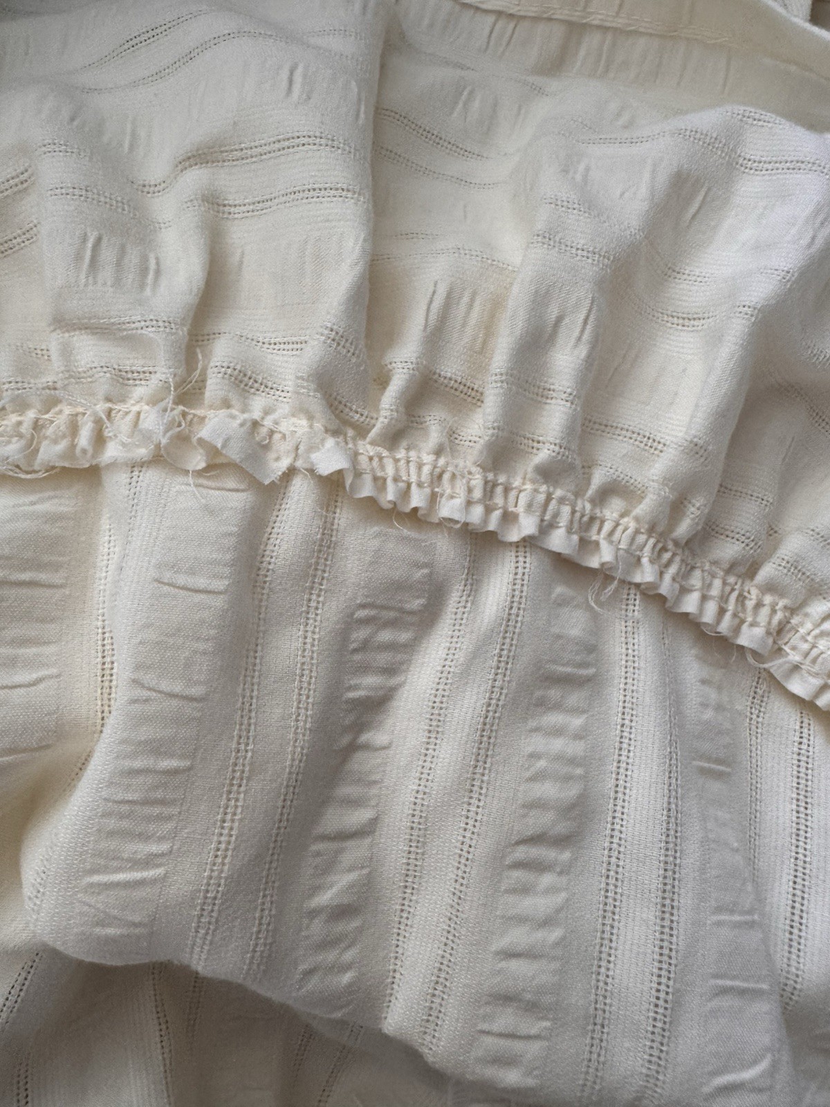 Vintage 70s Prairie Maxi Dress Cream Lace Edwardian Revival Embroidered Rose XS