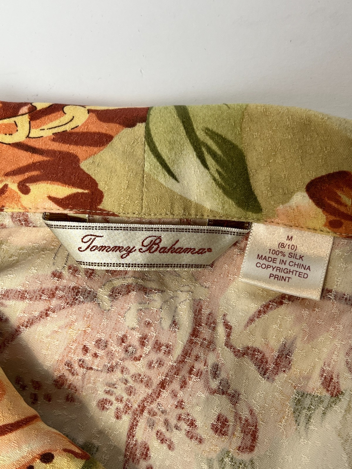 Vintage Tommy Bahama Silk Tropical Aloha Hawaiian Floral Shirt Womens M Camp