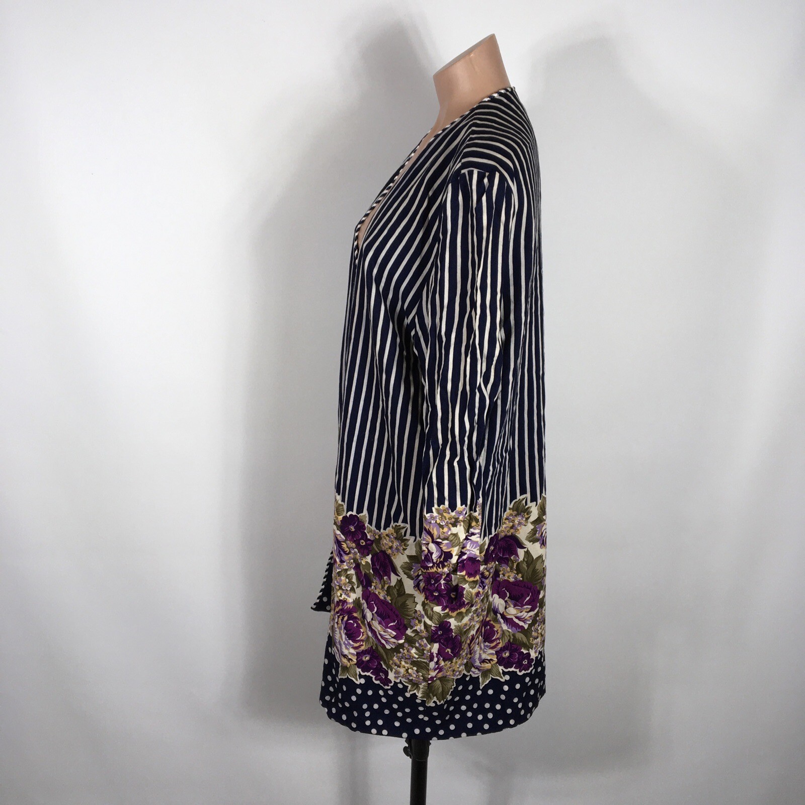 Jeffery and Dara Polka dot striped floral jacket shrug cardigan VTG 80s 11/12