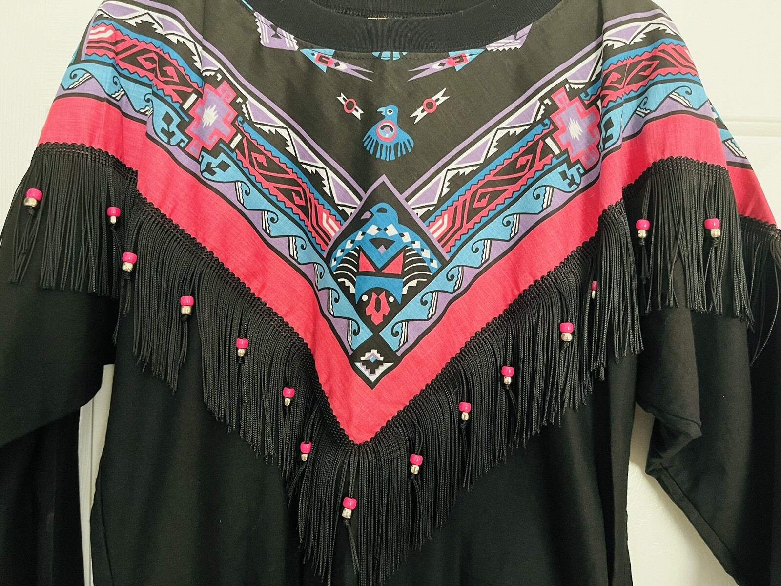 90’s Western Boho Festival Fringe Blouse Size S/M Western Cowgirl Aztec NWOT