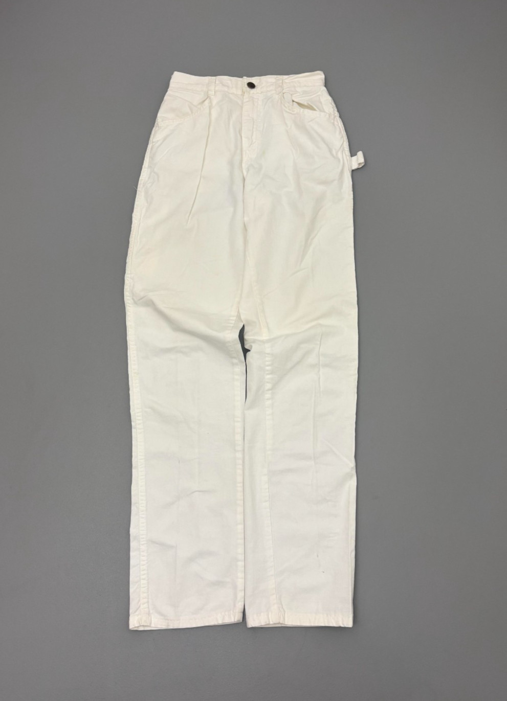 Vintage 70s Dee Cee White Denim Carpenter Pants High Waisted Workwear USA 24