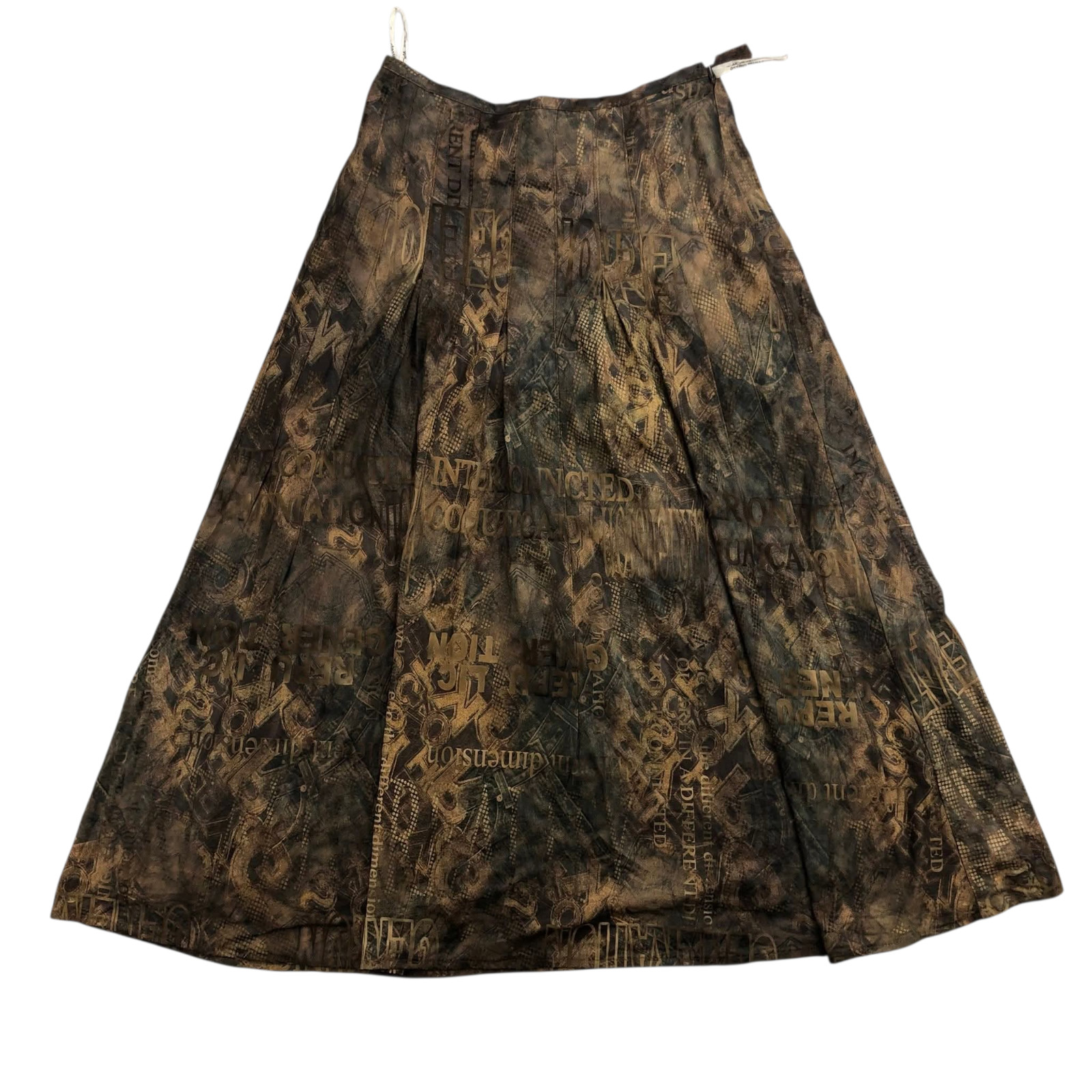 Prima Classe Alviero Martini Skirt Vintage Typography Logo Print Brown Size M