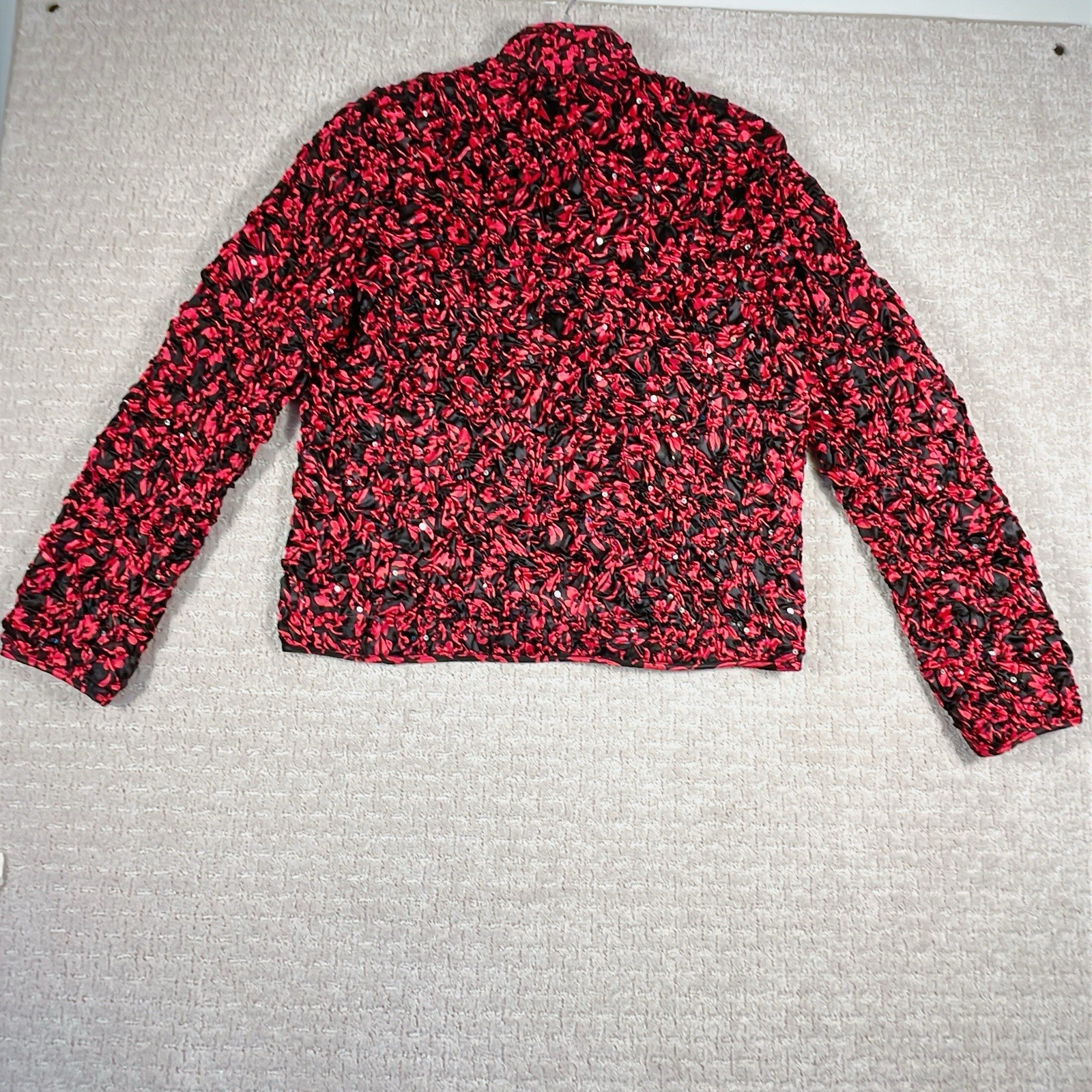 Vintage Draper’s & Damon’s Petites Jacket Women’s PL Black Red Sequined Ruched
