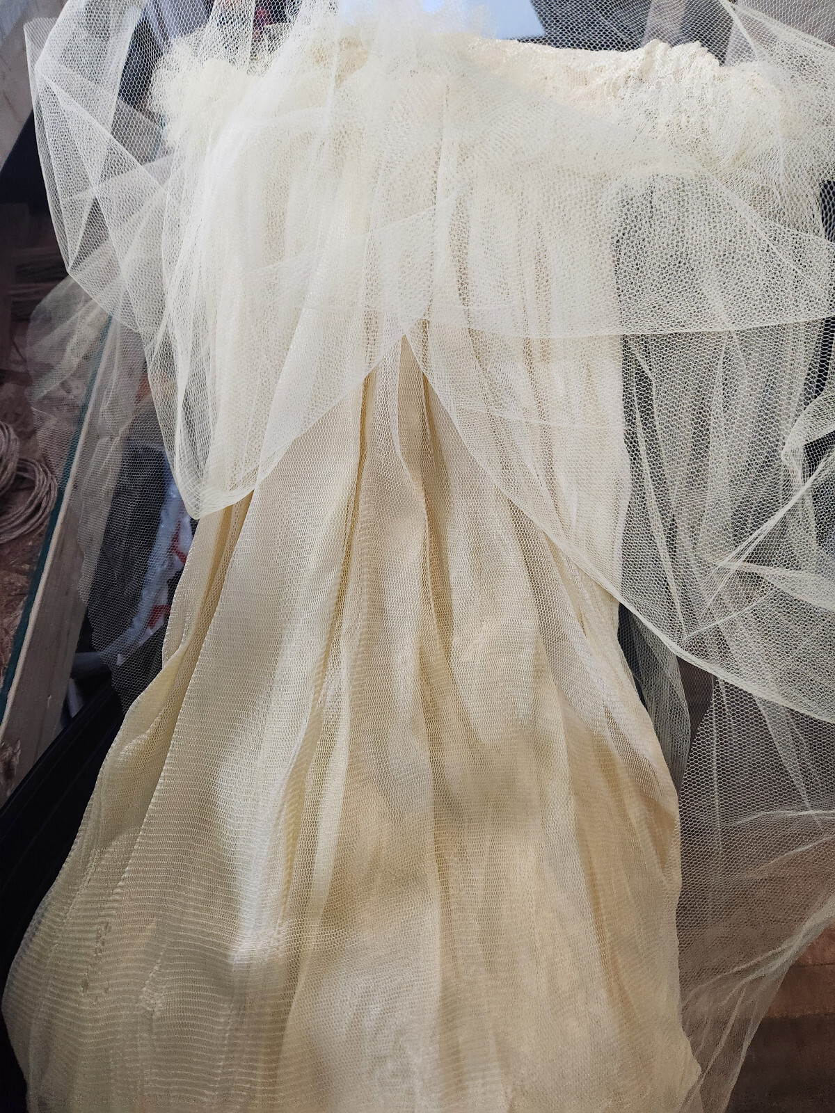 Vintage 1950’s Yellow Lace Tulle Party Prom Wedding Dress Gown Size 4 Small