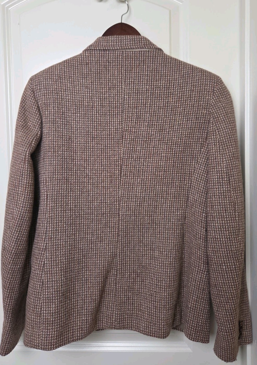 Vtg 80s 90s English Country Academic Check Wool Blazer Nell Flowers Size 12