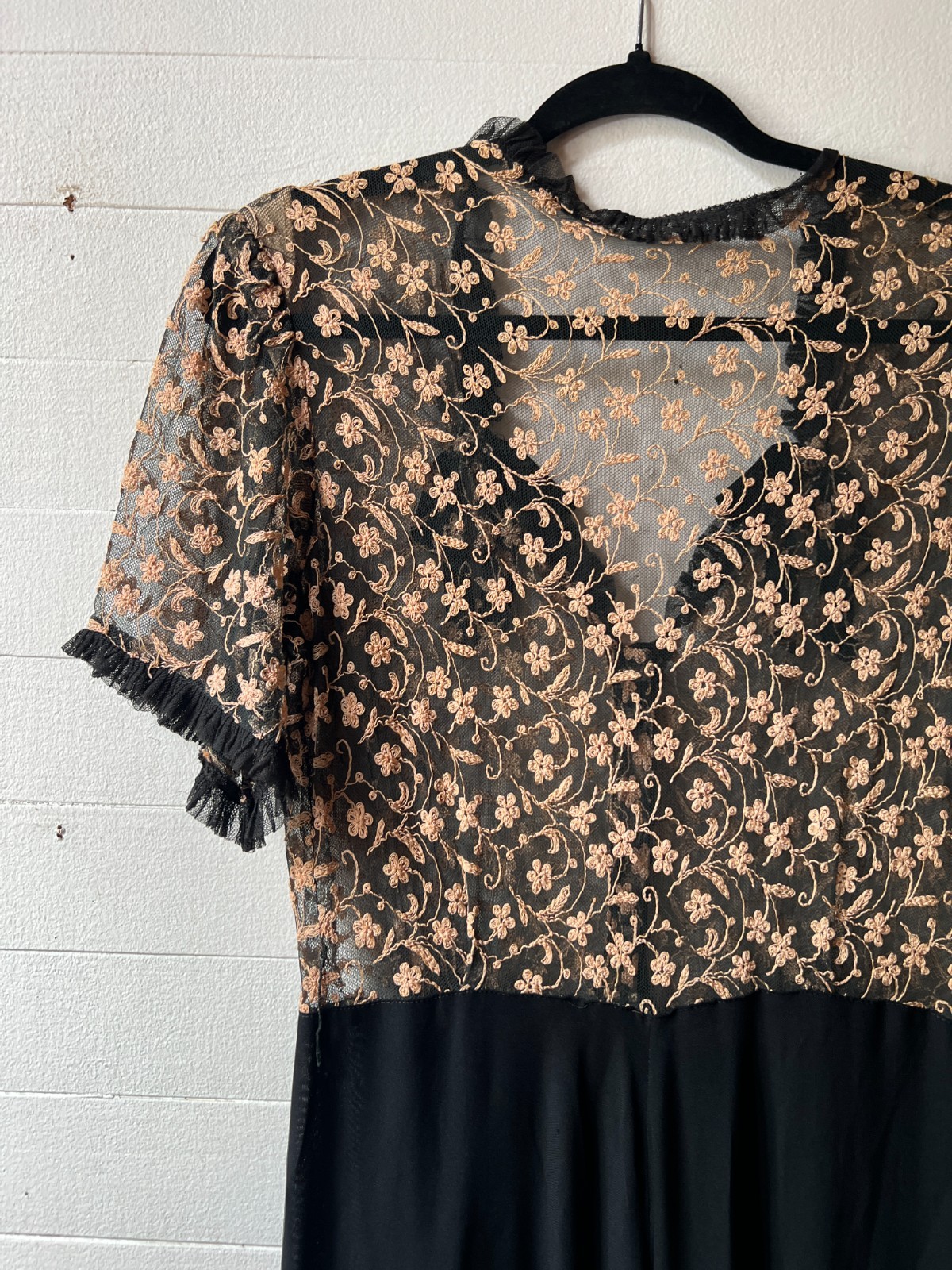 Vintage Floral Lace Top Dress 1950s – 40x30x49 – AR FL